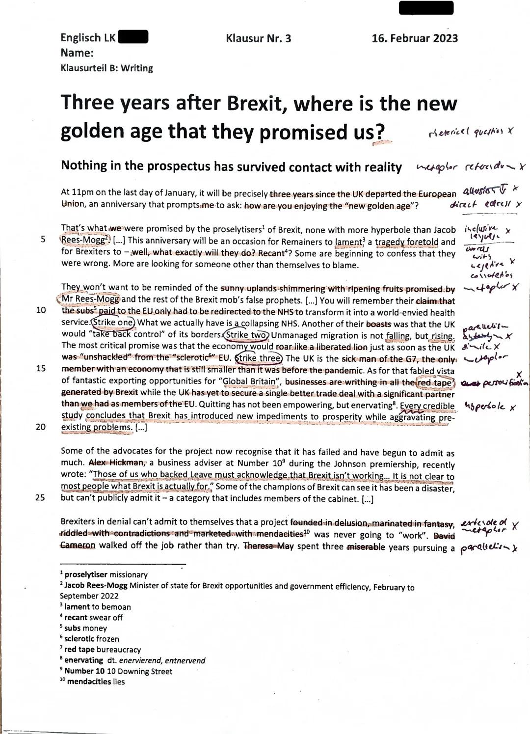 Q1.2 LK Englisch Klausur Great Britain