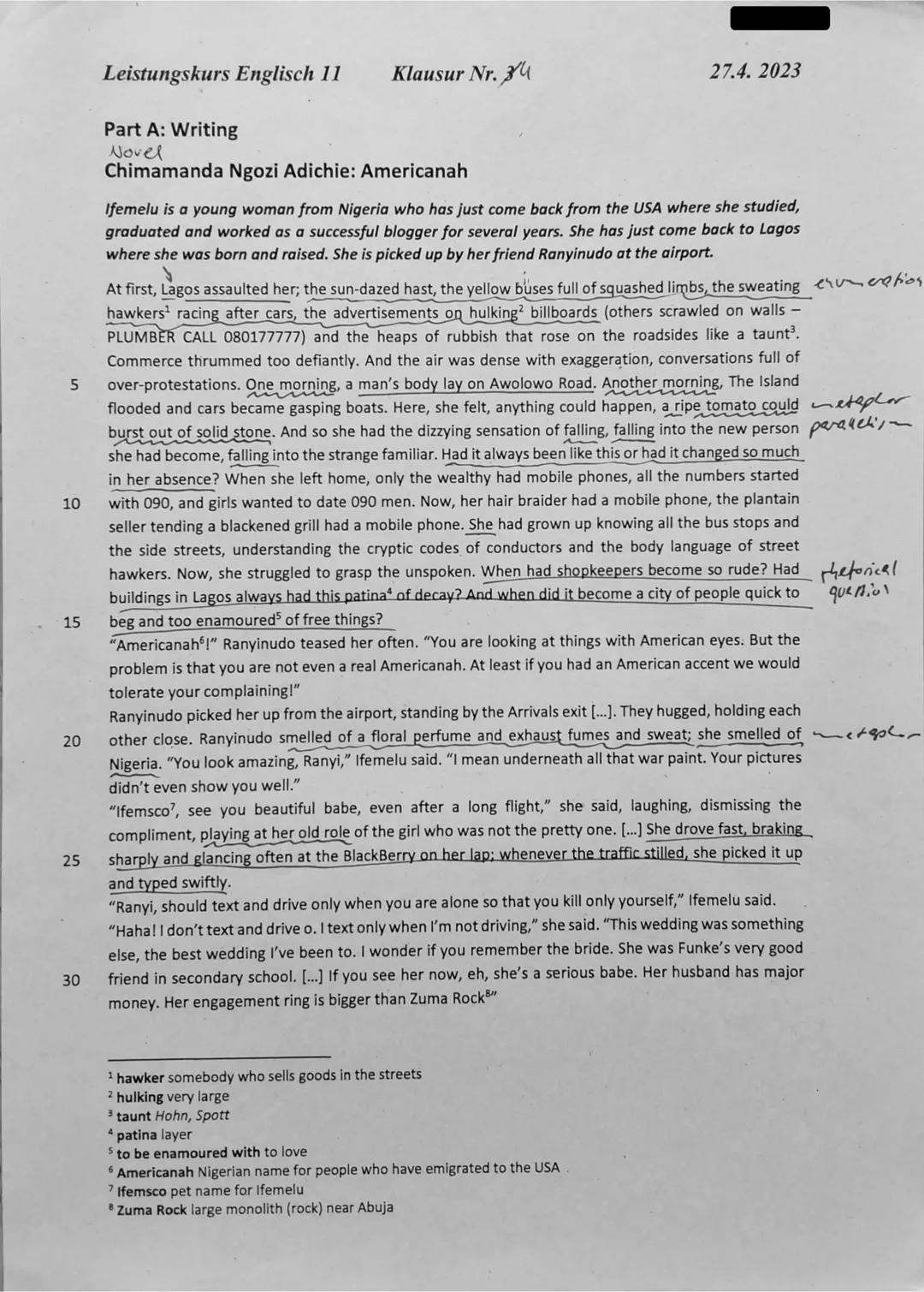 Leistungskurs Englisch 11
Klausur Nr. 4
27.4.2023
Part B: Mediation
Der Nelson Mandela der Literatur
Von Anna Augusci
50 Der Nigerianer
