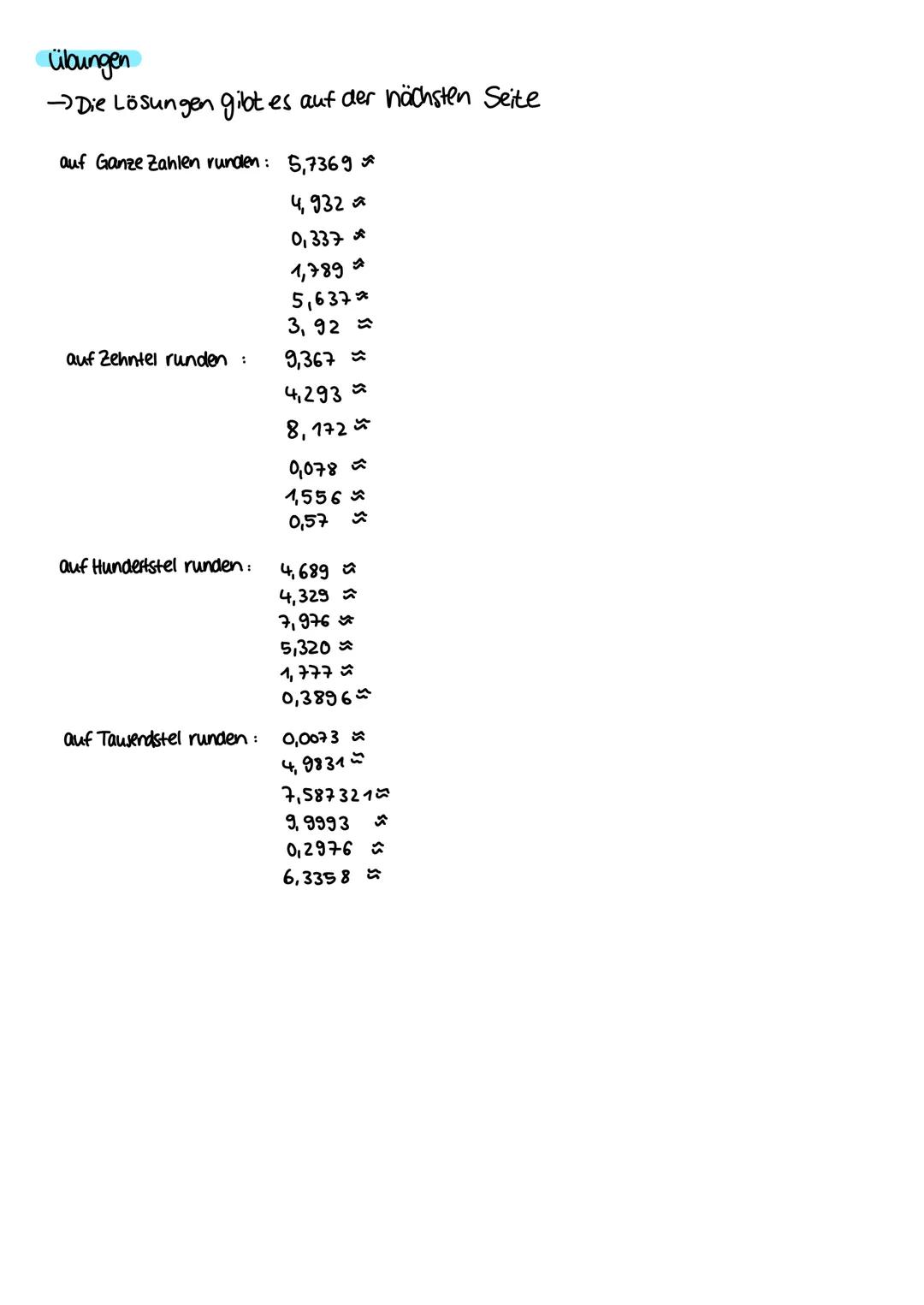 # DEZIMALZAHLEN RUNDEN
- erst muss festgelegt werden auf welche Stelle gerundet werden soll
Zehntel
1,739
Tausendstel
Einer
Hundertste