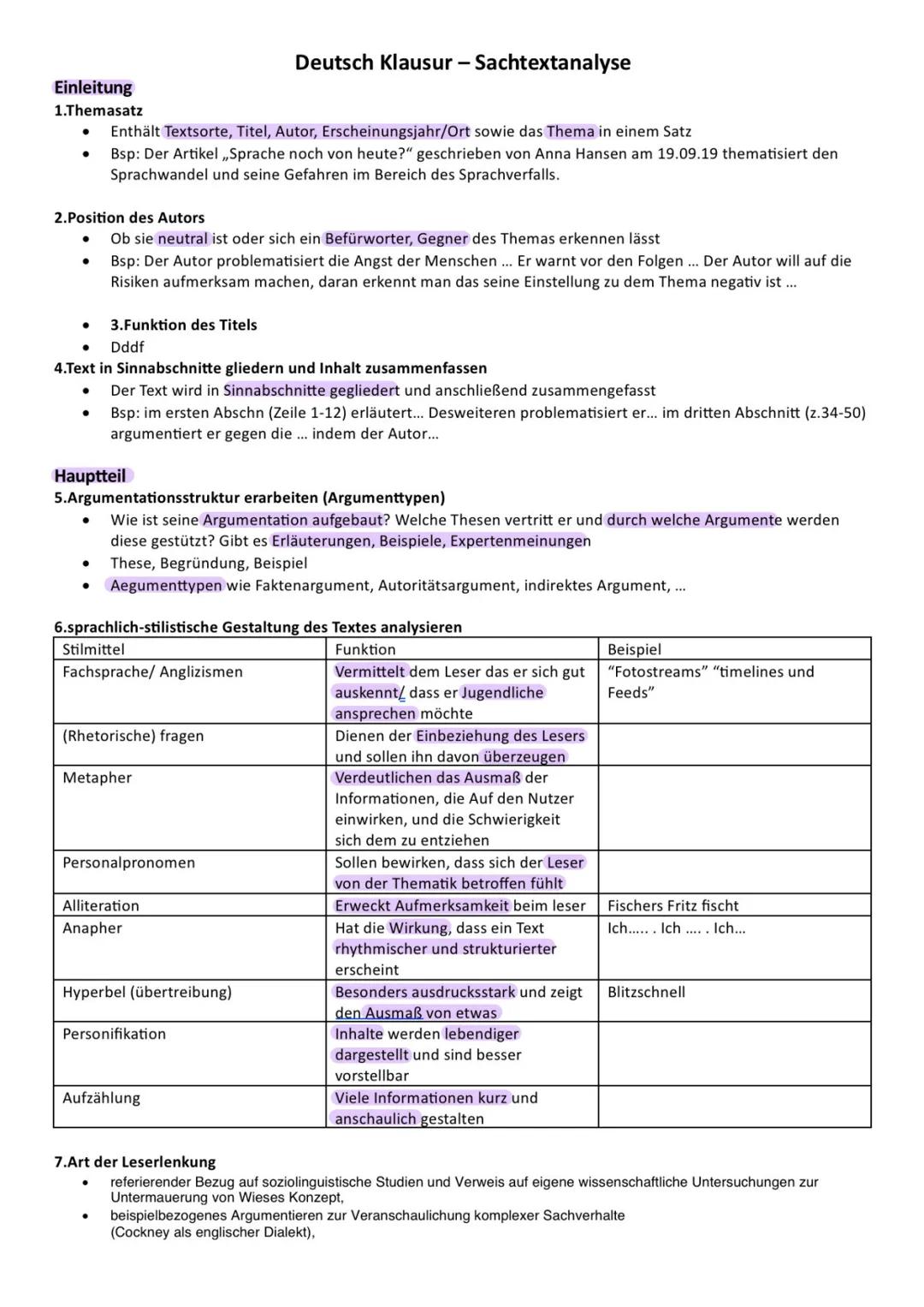# Deutsch Klausur - Sachtextanalyse
Einleitung
1.Themasatz
- Enthält Textsorte, Titel, Autor, Erscheinungsjahr/Ort sowie das Thema in ein