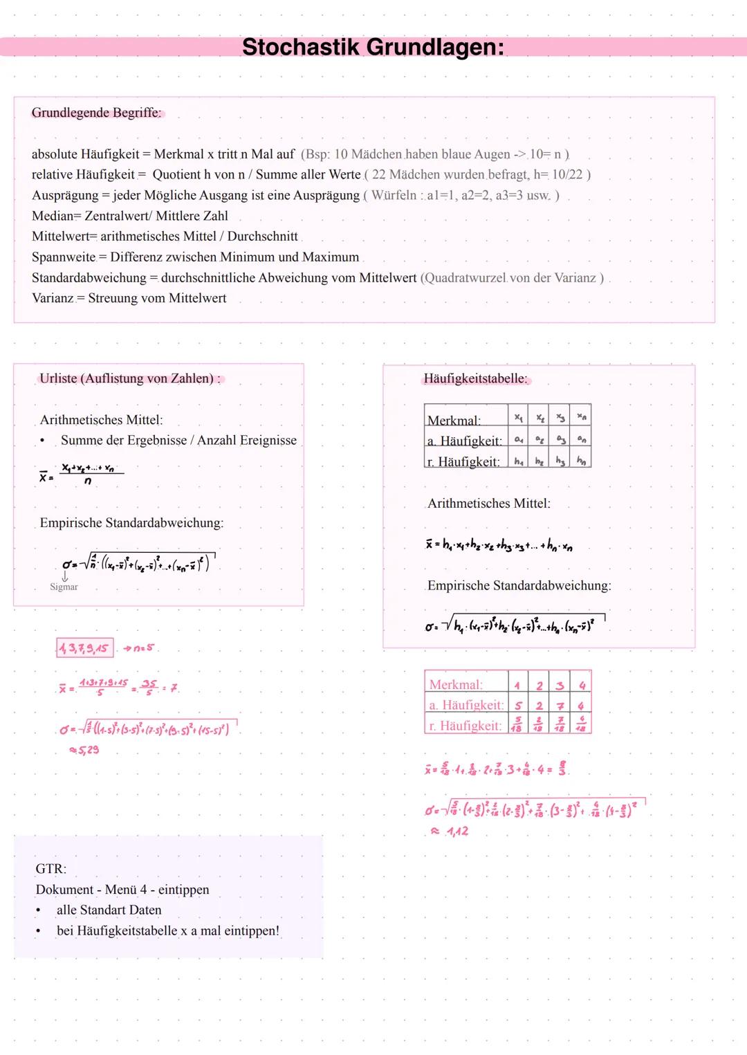 Stochastik Mathe Abitur Lernzettel Leistungskurs komplett