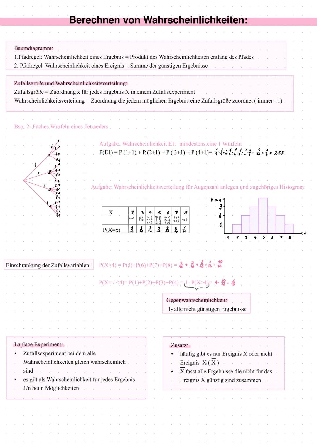 # Stochastik Grundlagen:
Grundlegende Begriffe:
absolute Häufigkeit = Merkmal x tritt n Mal auf (Bsp: 10 Mädchen haben blaue Augen -> 10=