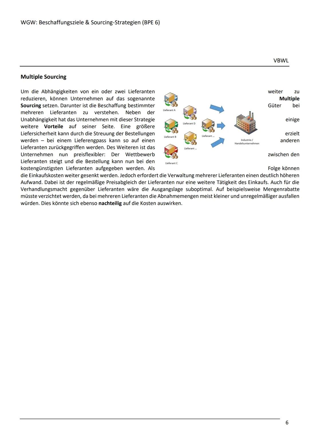 # WGw: Beschaffungsstrategien & Sourcing-Strategien (BPE 6)
# Sourcing-Strategien
- Abhängigkeit vom Lieferanten
- Größe Verhandlungsmacht