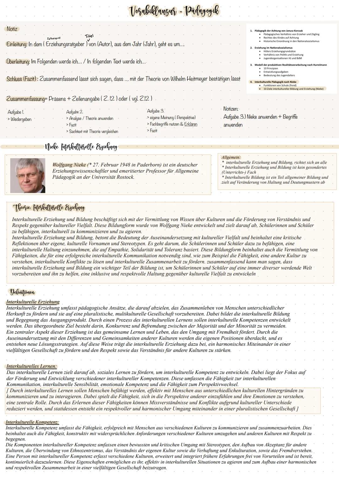 # Vorabiklausur - Pädagogik
Notiz
Fallbespiel
Titel
Einleitung: In dem (Erziehungsratgeber) von (Autor), aus dem Jahr (Jahr), geht es um..