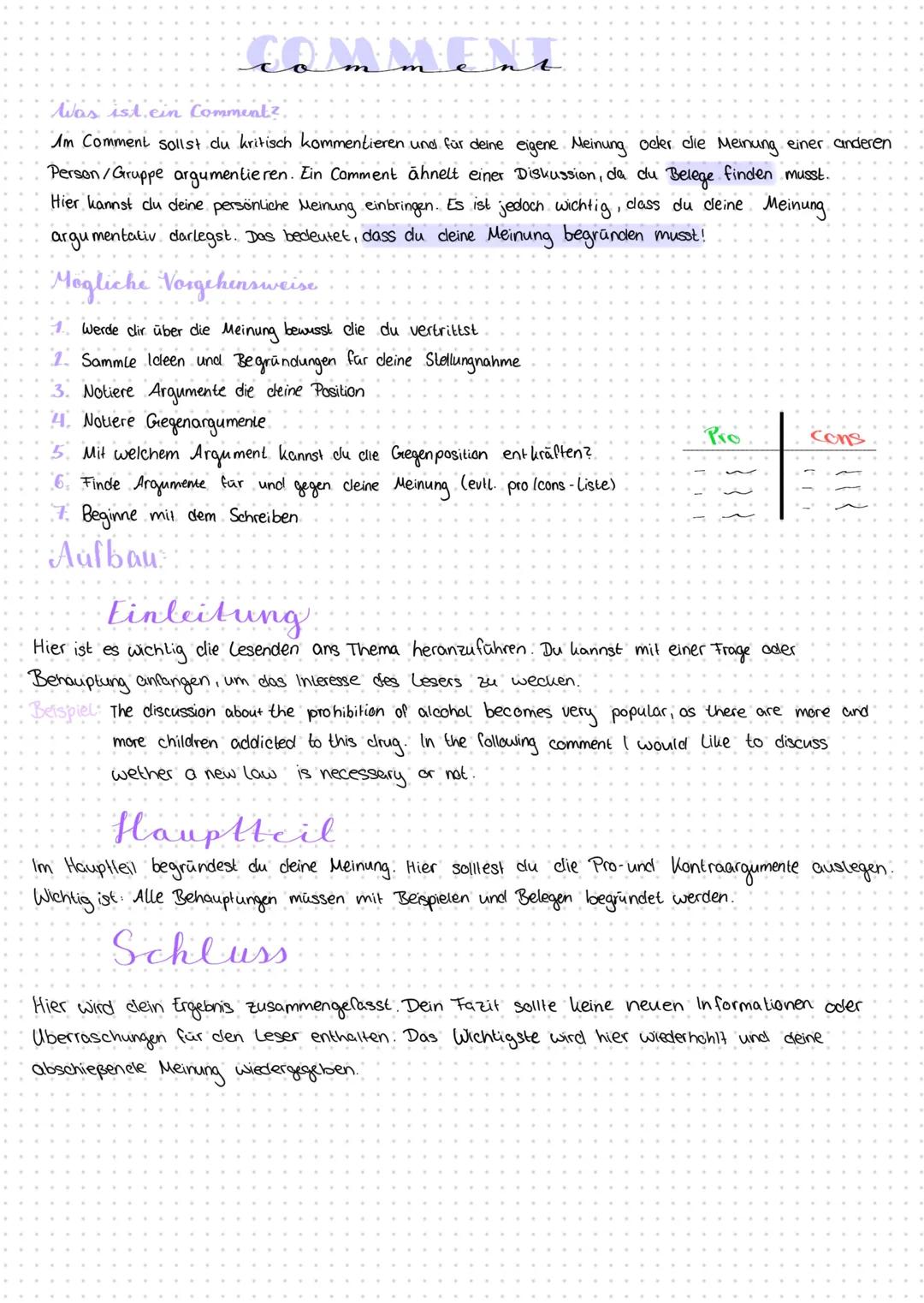 # COMMENT
Was ist.cin Commentz.
Am Comment sollst du kritisch kommentieren und für deine eigene Meinung ocker clie Meinung einer anderen
P