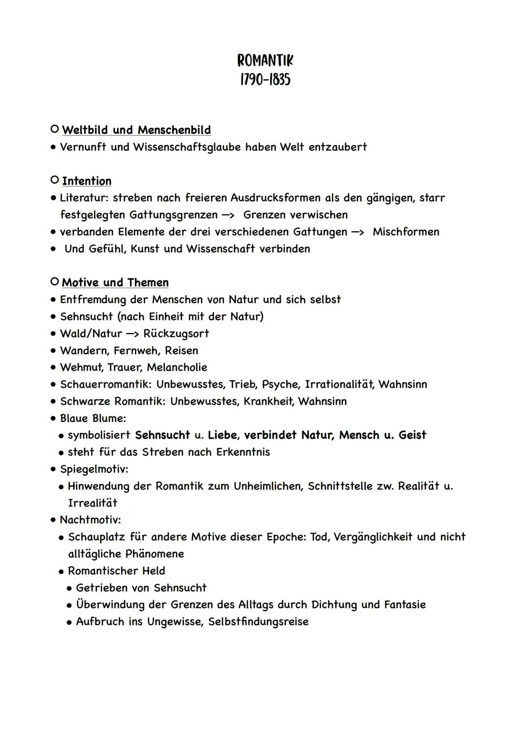 Literatur Epoche Romantik