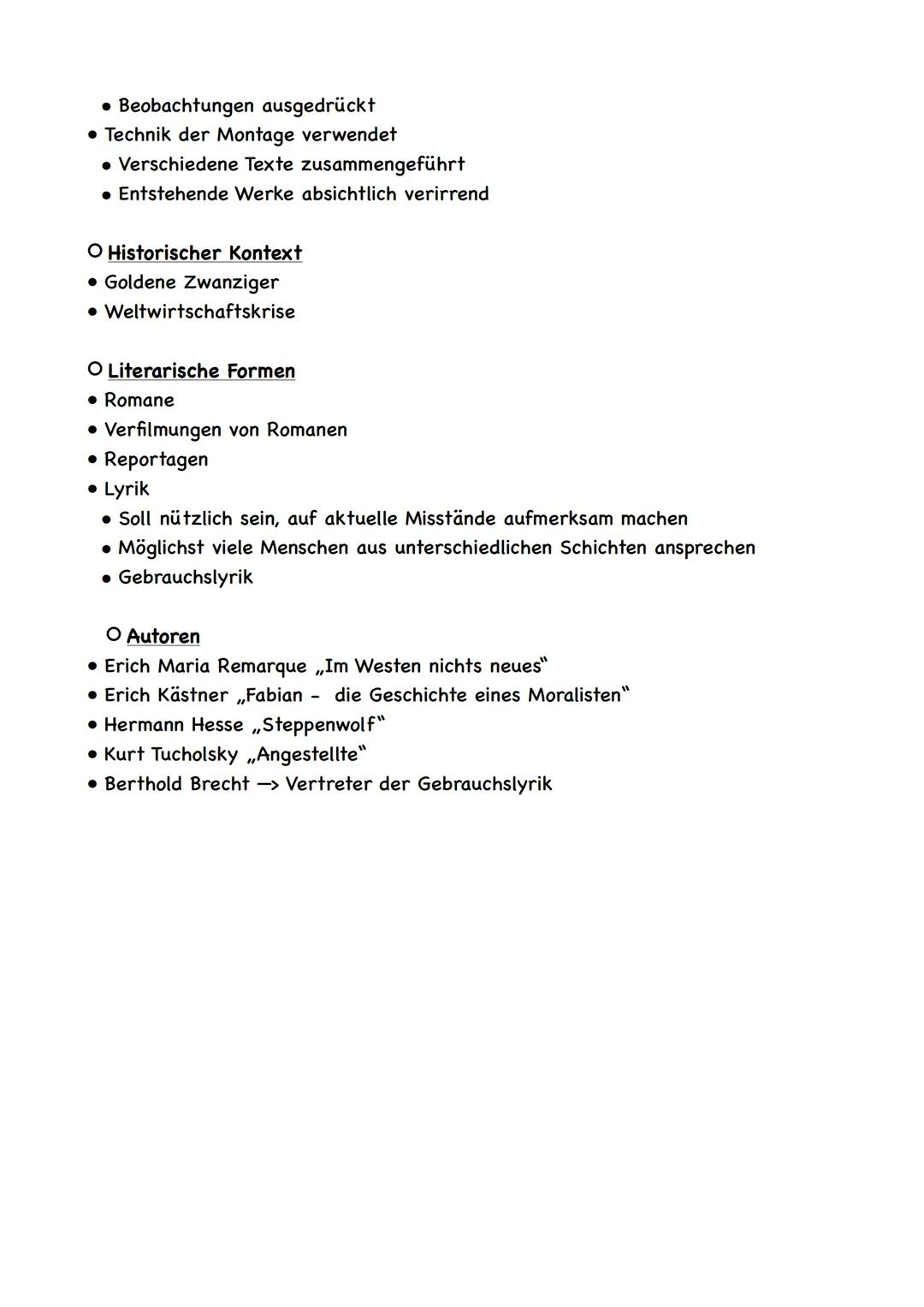 # NEUE SACHLICHKEIT
1918-1933
○ Weltbild und Menschenbild
- Menschen als Ware einer chaotischen und widersprüchlichen Welt
- Ware → jederze