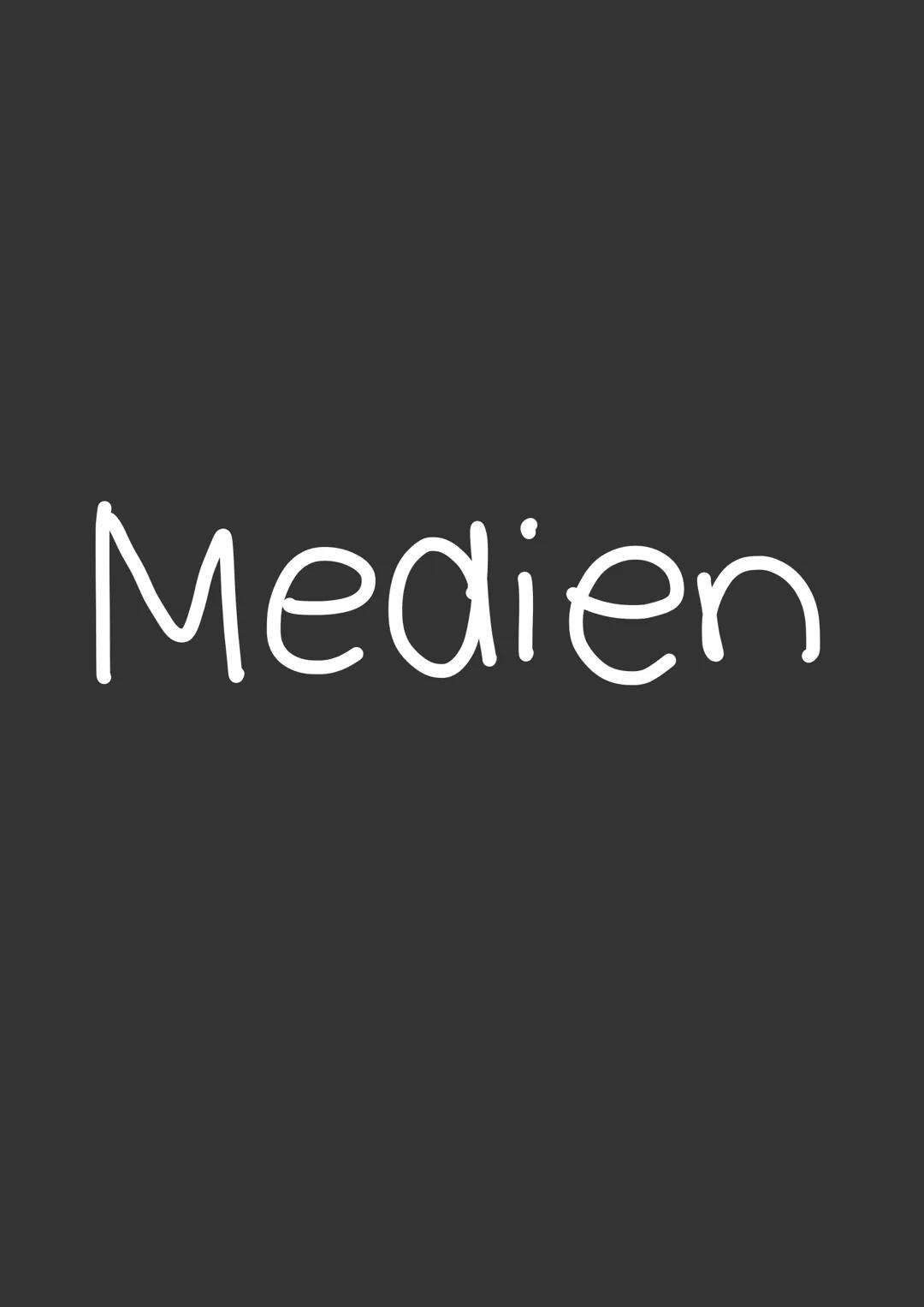 Medien # MEDIEN
2. Medienbegriff, Medienwandel, Medienkritik, mediales Handeln
**Medienbegriff**
* Medien = (Kommunikations-) Mittel zum S