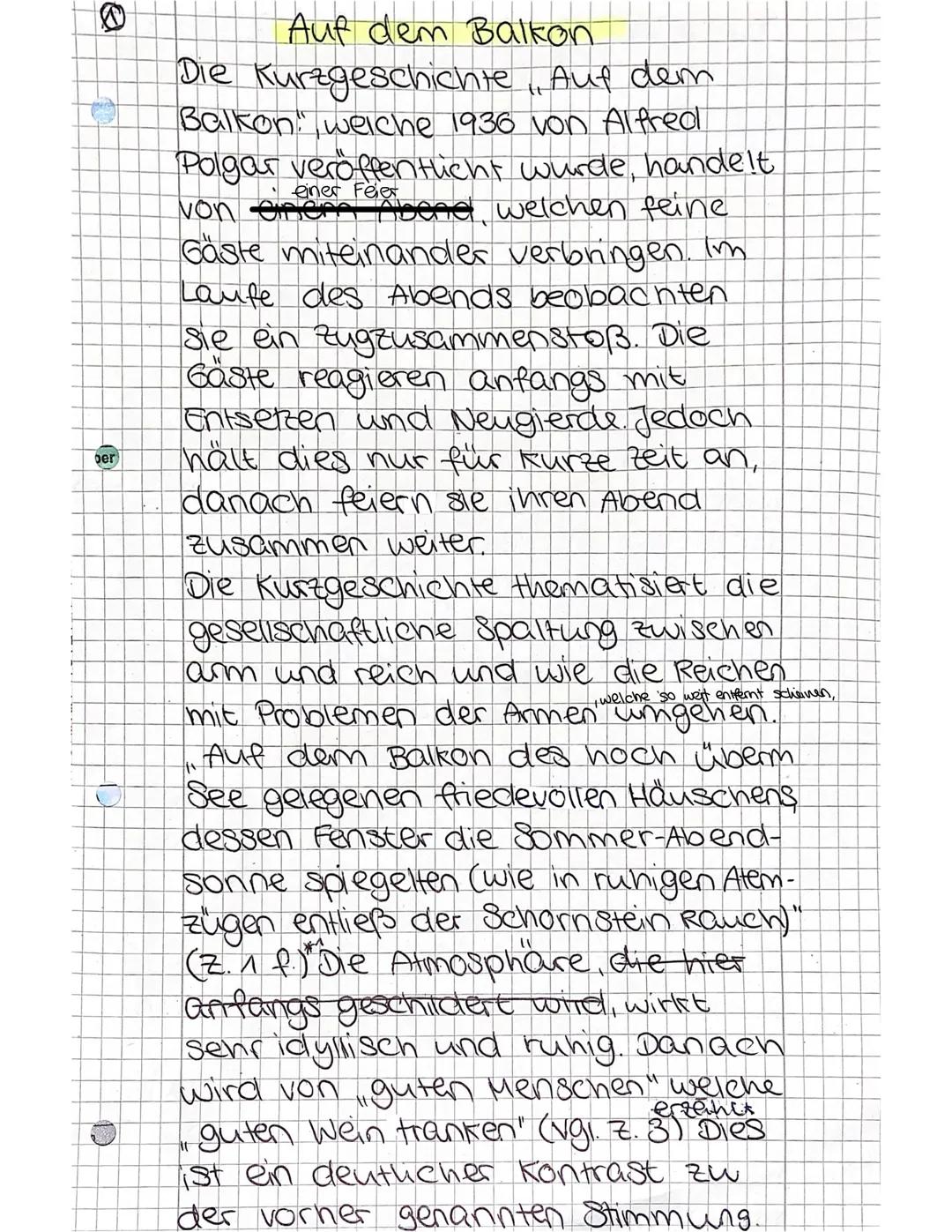 # Auf dem Balkon
ber
einer Feier
Die Kurzgeschichte „Auf dem
Balkon“ welche 1936 von Alfred
Polgar veröffentlicht wurde, handelt
von einem