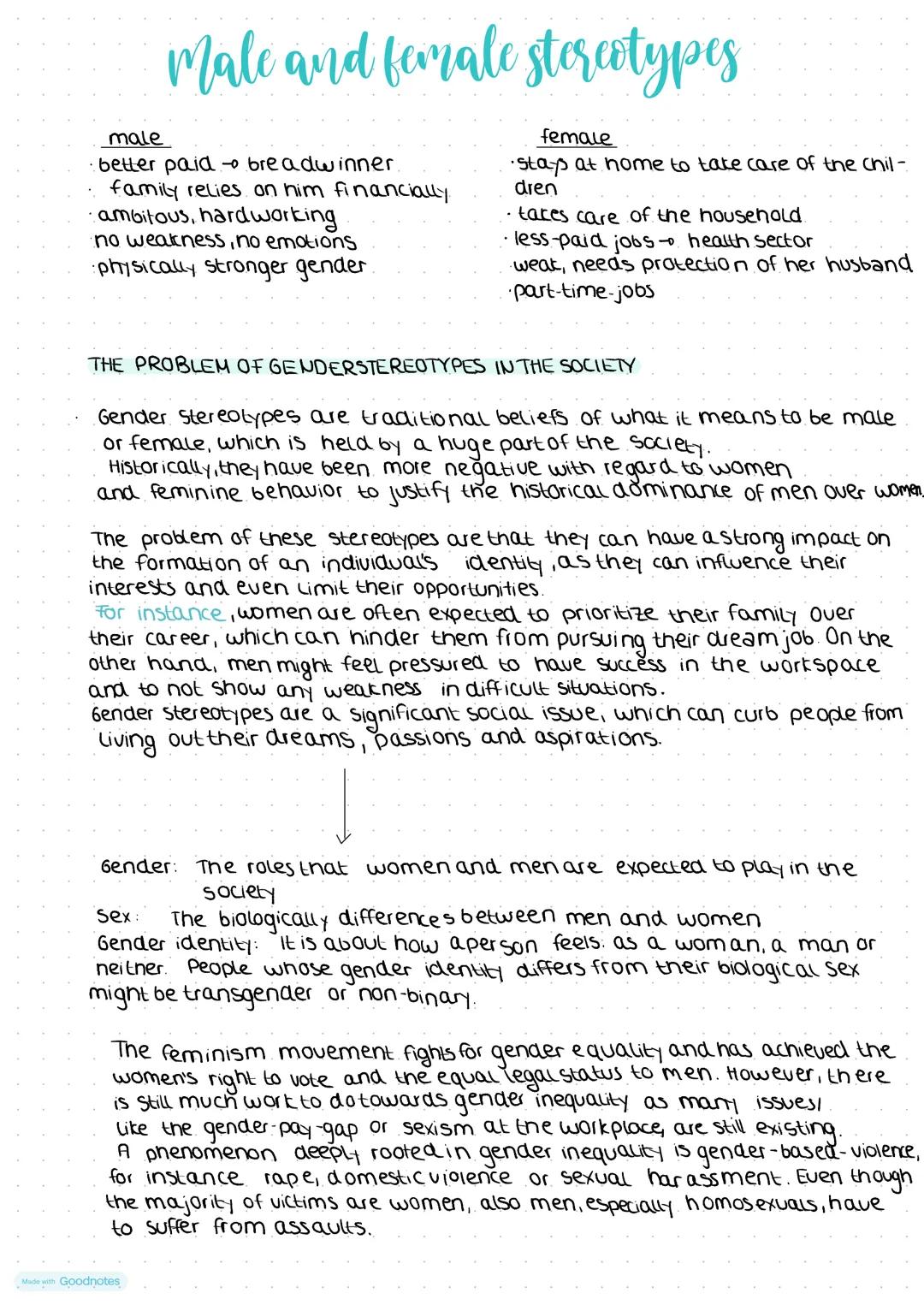Gender&identity: stereotypes Q1 Englisch