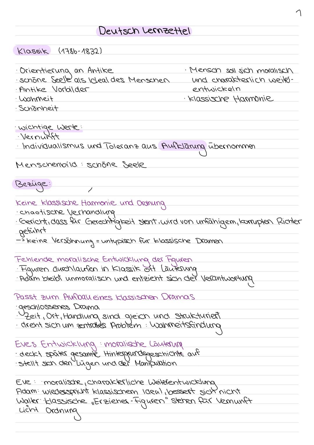 Deutsch, Epoche Klassik in Bezug auf den zerbrochenen Krug von Heinrich von Kleist/ Erörterung