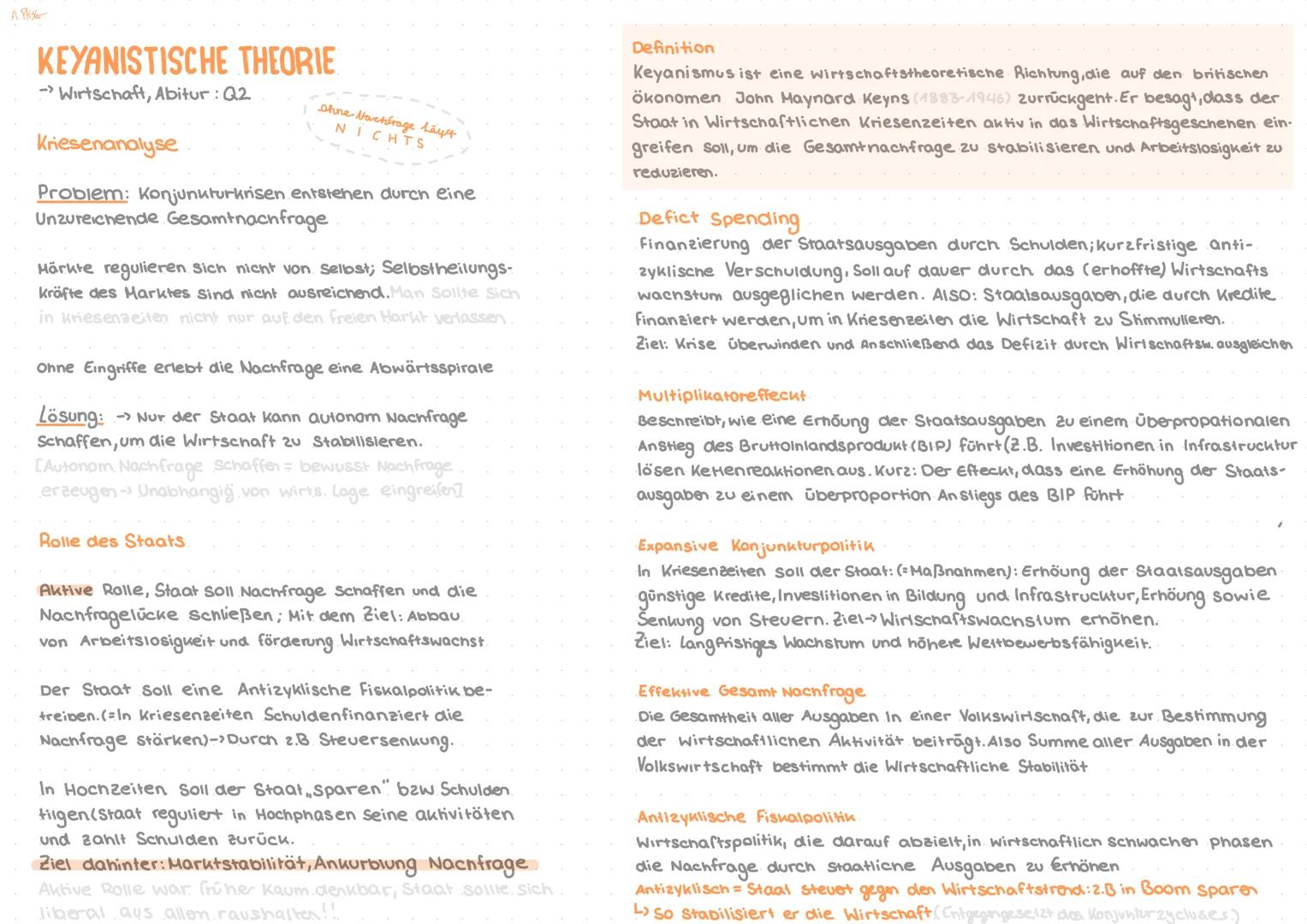 A Priser
(transfer Abitur?).
KEYANISTISCHE THEORIE
-Wirtschaft, Abitur: Q2
Wirtschaftspolitische Praxis
→Wie keyanistische Maßnahmen in