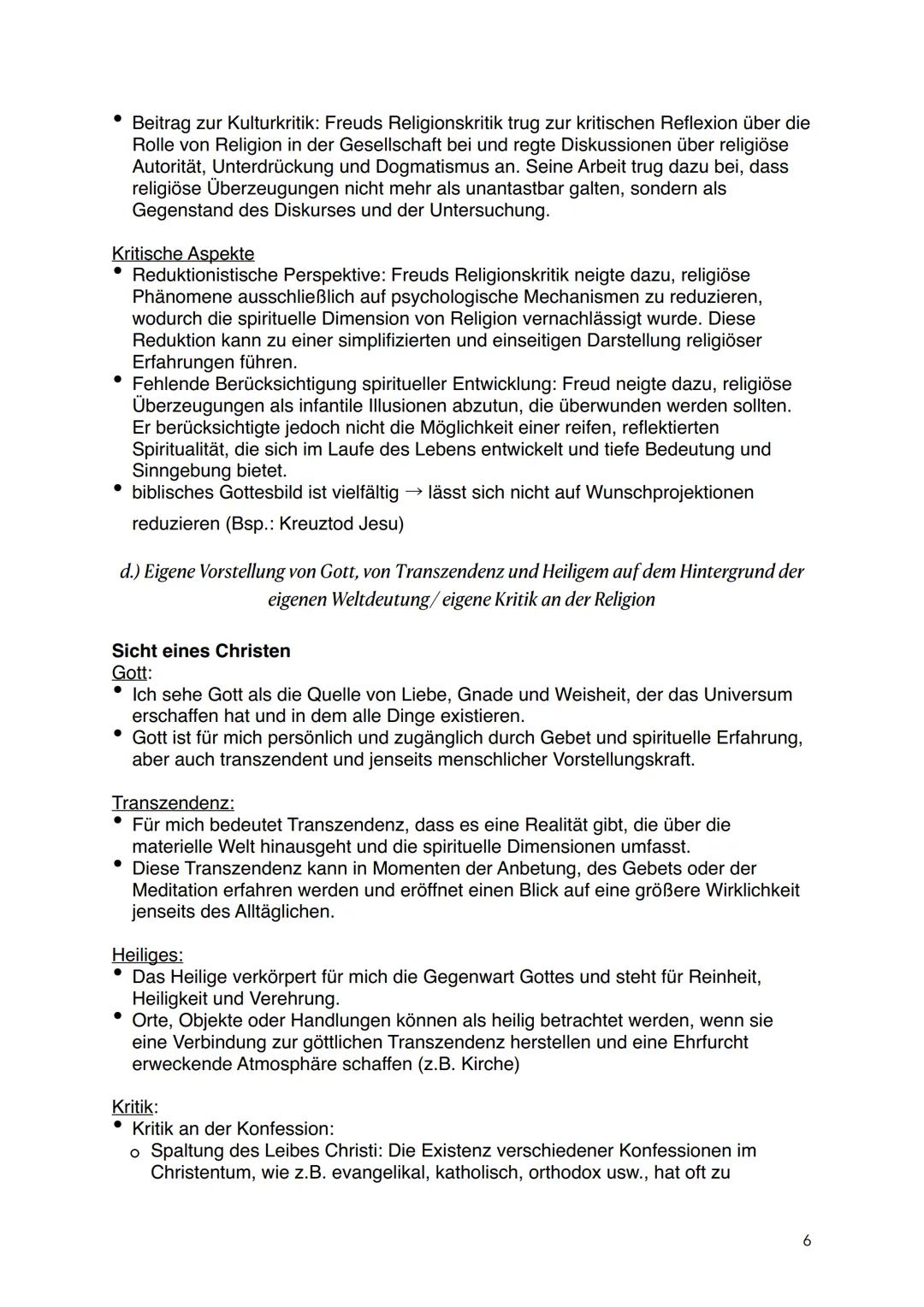 # Religion
1. Verständnis von Gott, Göttlichem und Transzendenz
a.) Grundlegendes Verständnis von Gott, Göttlichem und/oder Transzendenz i
