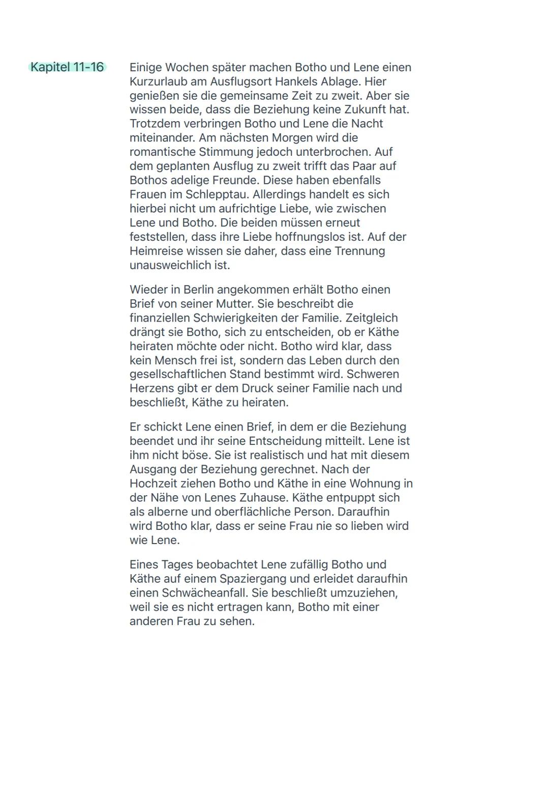 Irrungen Wirrungen - Zusammenfassung
es geht um die unglückliche Liebe zwischen einer jungen Frau namens Magdalene, genannt
Lene, und Botho