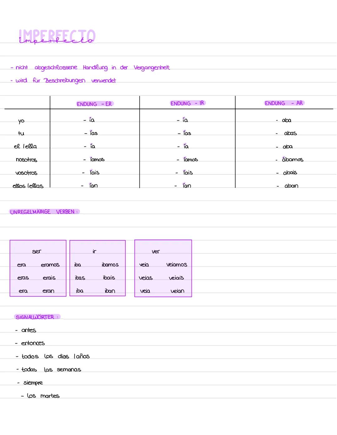 ## INDEFINIDO
- Ereignisse und Handlungen die zu einem bestimmten Zeitpunkt in der Vergangenheit passiert und
bereits vollständig abgeschlo