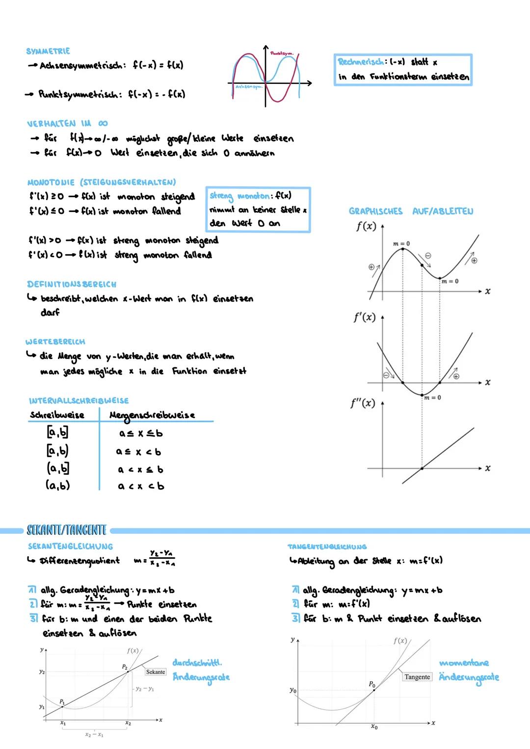 ## Analysis
### GRUNDLAGEN FUNKTIONEN
**LINEARE FUNKTION**  y=mx+n
**QUADRATISCHE FUNKTION** y=ax²+bx+c
→ Normalparabel: y=x²
→ Normalfo