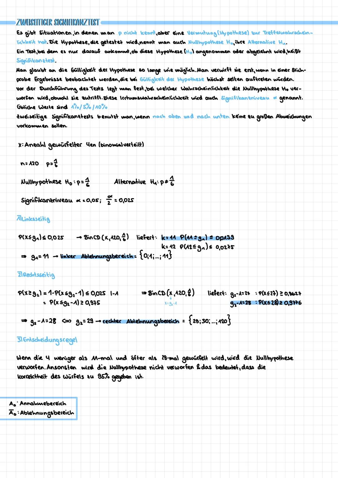 # Berechnung der Trefferwahrscheinlichkeit p
x: Anzahl fehlerhafter Stücke (binomialverteilt)  n=100  k≤10
$P(X≤10) ≥ 0,8$ → gesucht ist d