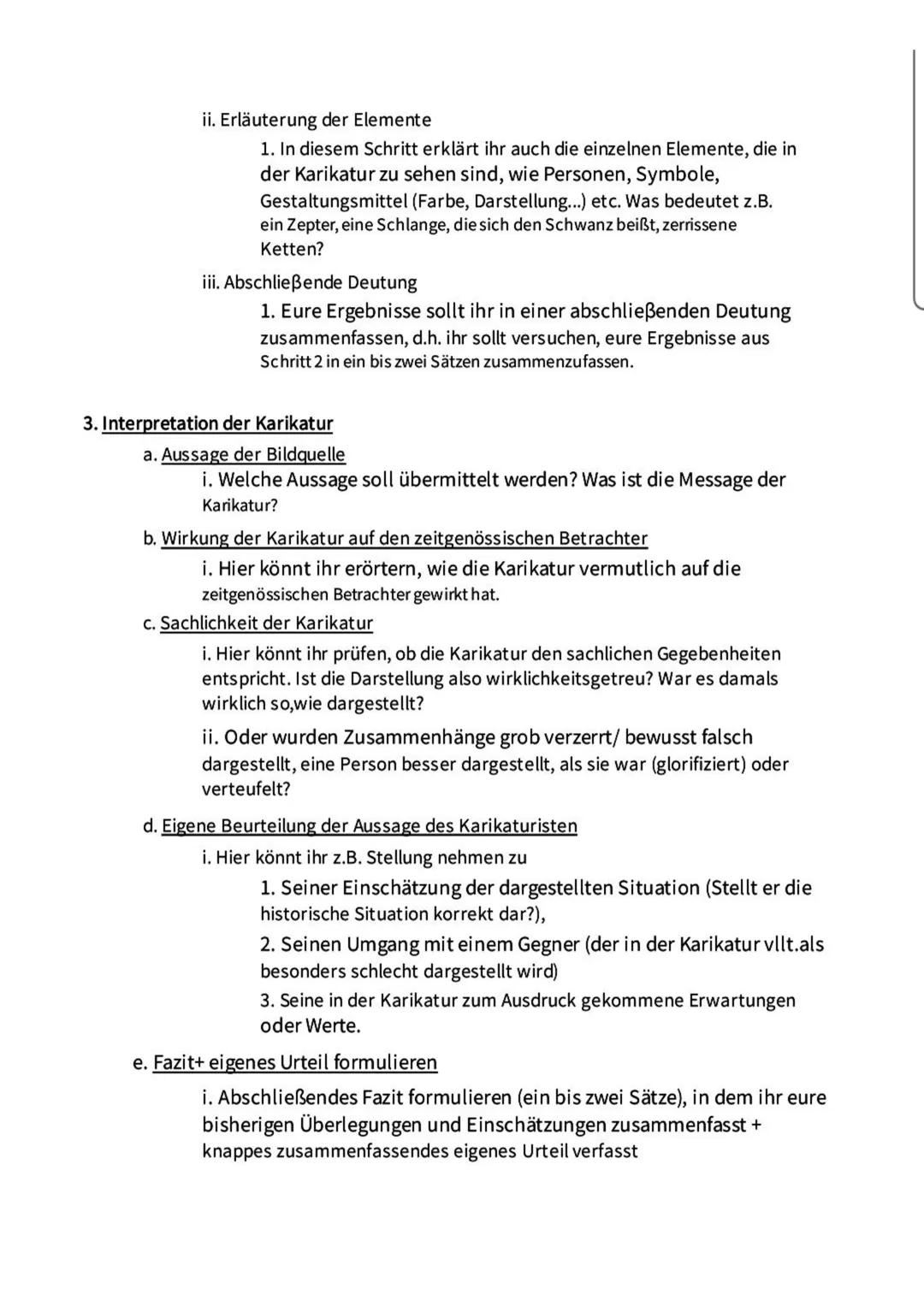 # Karikaturanalyse
Karikaturen stelle eine spezielle Form historischer Bildquellen dar. Karikaturen sind Zeichnungen, in denen sich der Kar