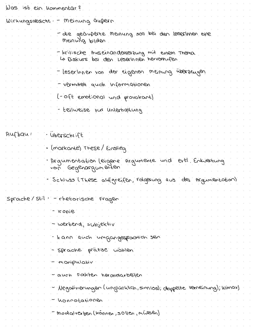 Was ist ein Kommentar ?, Deutsch LK