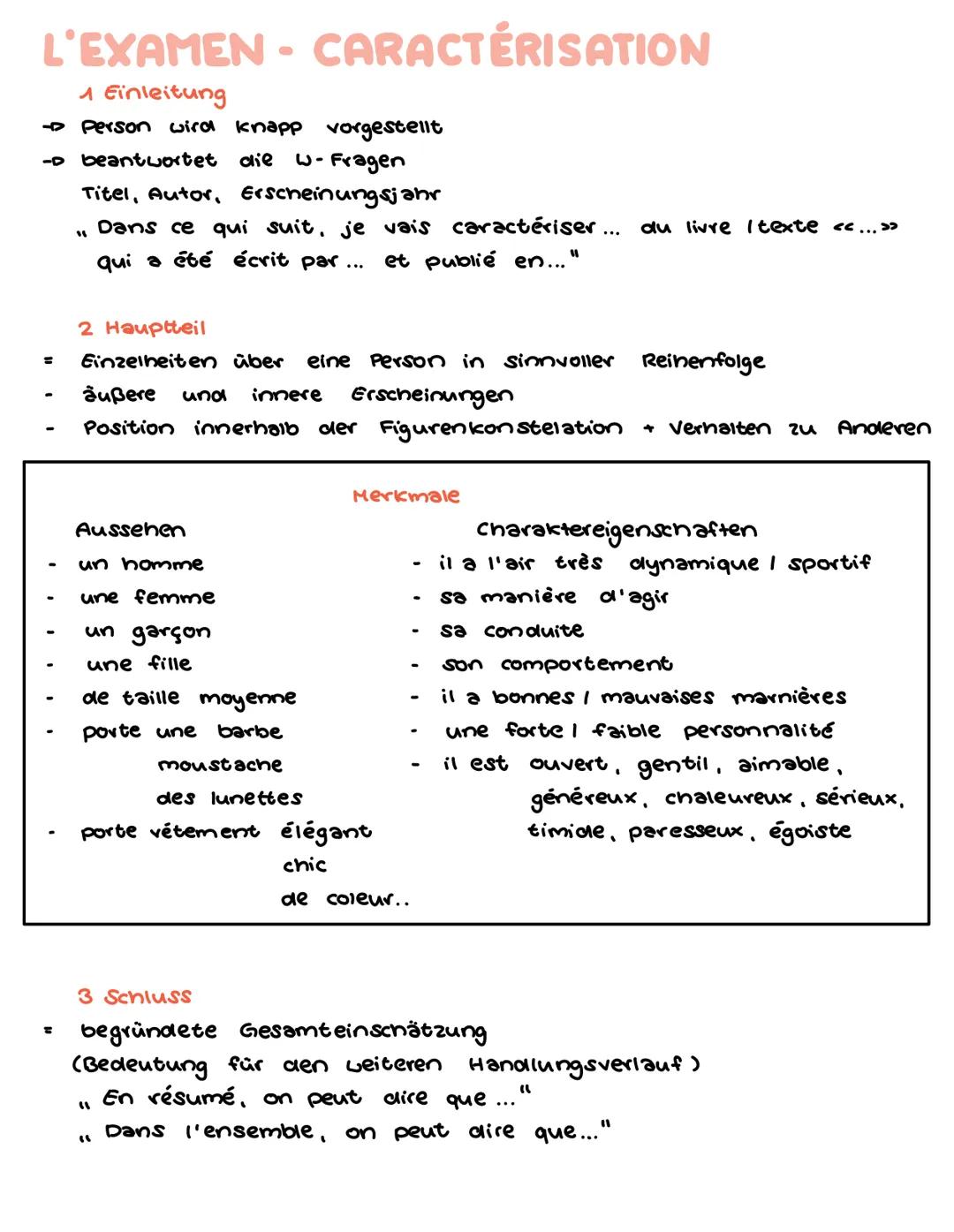 # L'EXAMEN - RÉSUMER
1 Ausgangstext verstenen
- → Schlüssel wörter markieren, kernhandlung verstehen
2 Anhand der Schlüsselwörter zusammenf