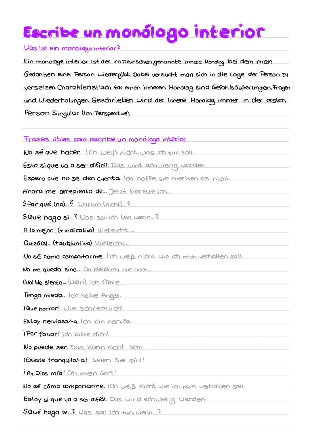 --- OCR Start ---
Escribe un monólogo interior
Was ist ein monologo interior?
Ein monologe interior ist der im Deutschen genannte Innere Mon