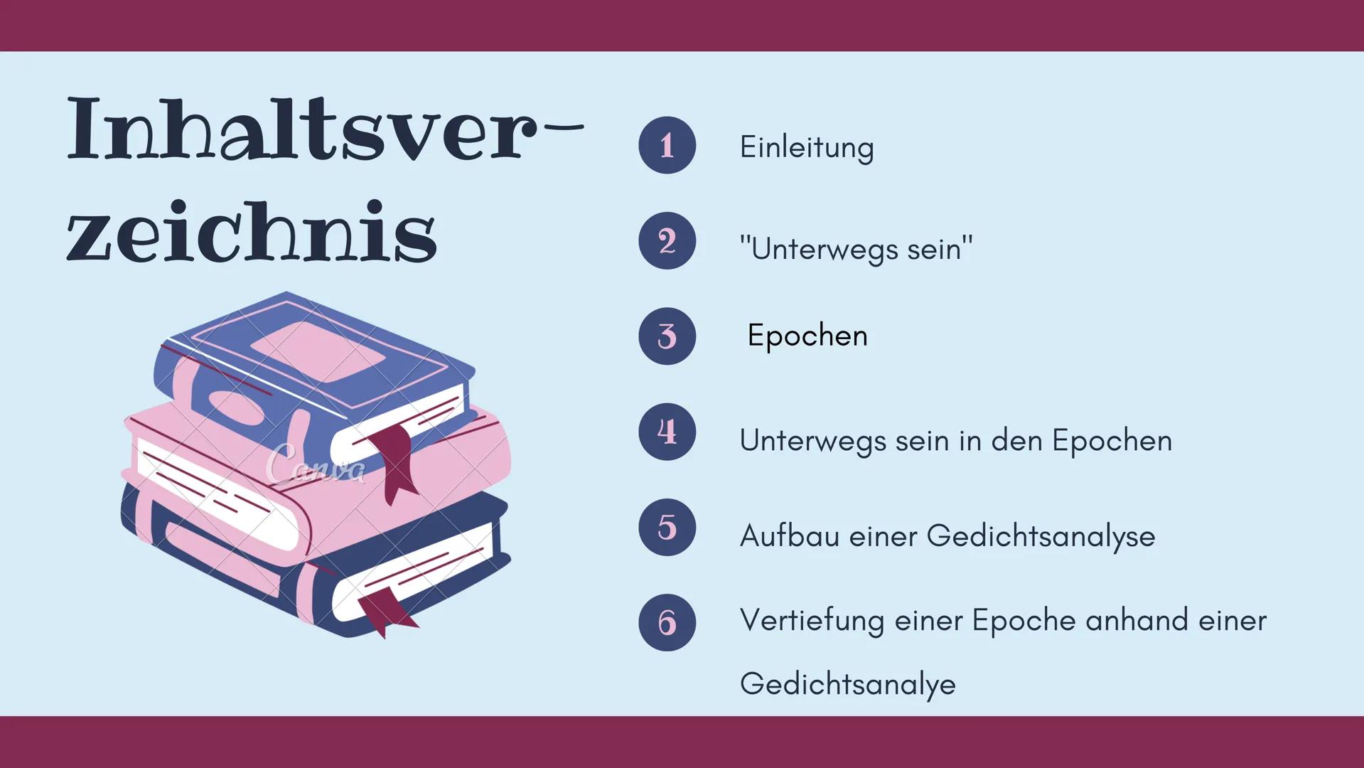 # Lyrik
Deutsch GK Abitur 2025 --- OCR Start ---
Inhaltsver- 1 Einleitung
zeichnis
2
"Unterwegs sein"
3
Epochen
4
Unterwegs sein in den Epo