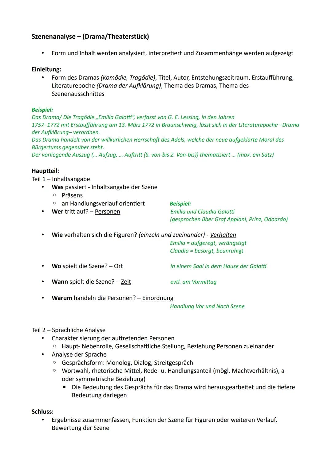 # Szenenanalyse - (Drama/Theaterstück)
* Form und Inhalt werden analysiert, interpretiert und Zusammenhänge werden aufgezeigt
Einleitung