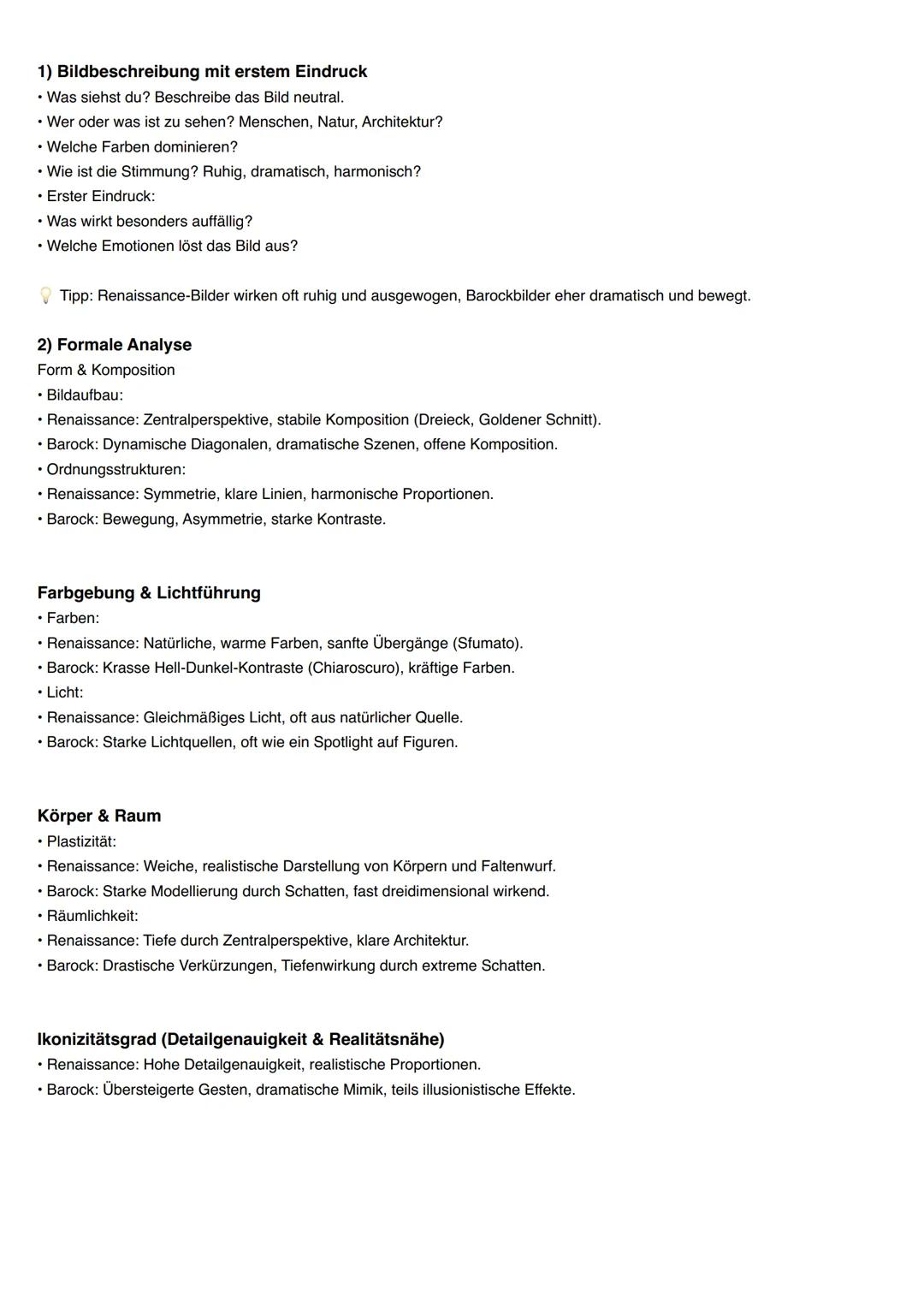 --- OCR Start ---
Lernzettel: Kunst der Renaissance und des Barock
Renaissance (ca. 1400-1600)
- Begriff ?Renaissance? bedeutet ?Wiedergebur