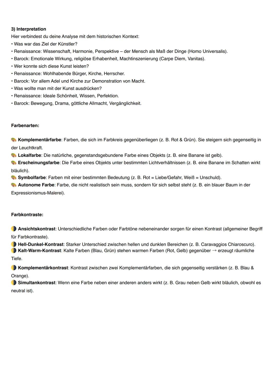 --- OCR Start ---
Lernzettel: Kunst der Renaissance und des Barock
Renaissance (ca. 1400-1600)
- Begriff ?Renaissance? bedeutet ?Wiedergebur