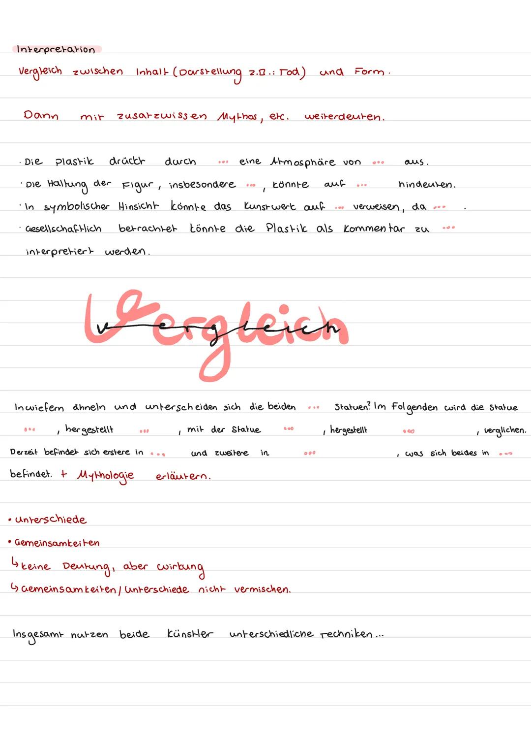 # Werkanalyse
## Einleitung
Die Skulptur/Plastik "Titel" von Künstler wurde Jahr aus Material gefertigt.
durch ein addierendes/subtraktives