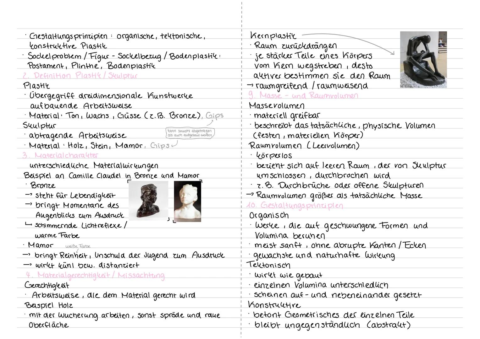 --- OCR Start ---
Lernzettel Kunst - Werkanalyse zu Plastik und Skulptur
1. Aufbau Werkanalyse
6. Ansichtigkeit
Erster Eindruck
Einansichtig