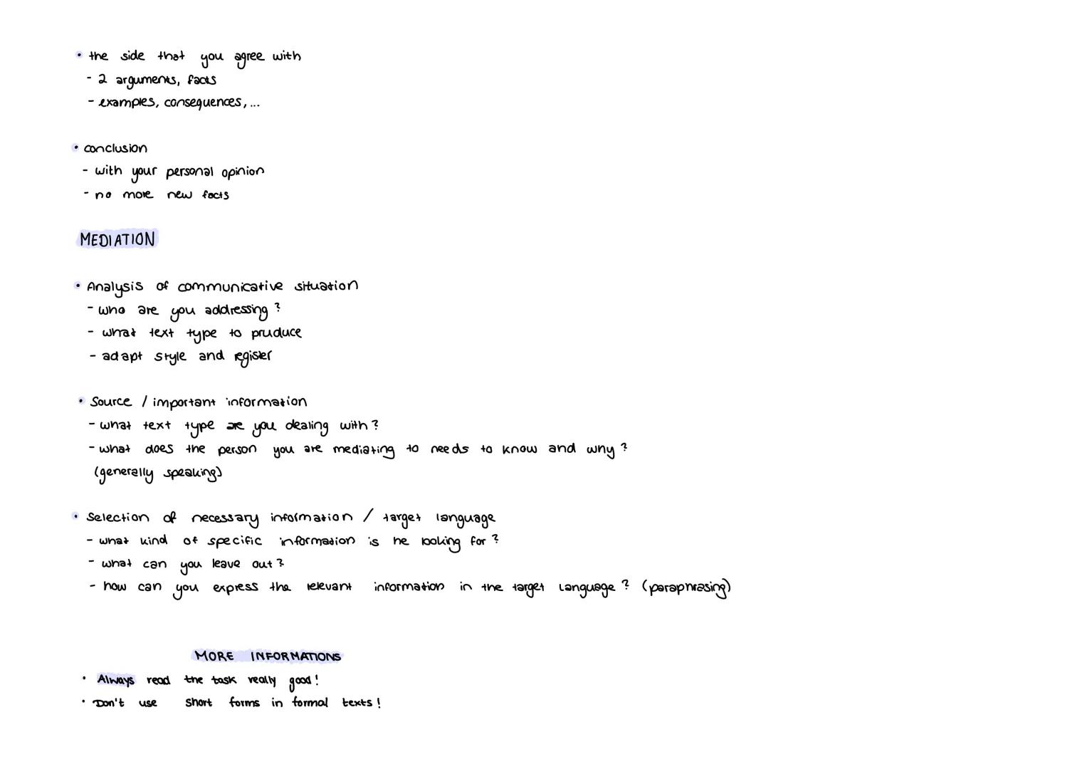 --- OCR Start ---
englisch klausur
Formal vs. informal:
WRITING A SUMMARY
"I must say that I am not particulary convinced of this idea."
vs.