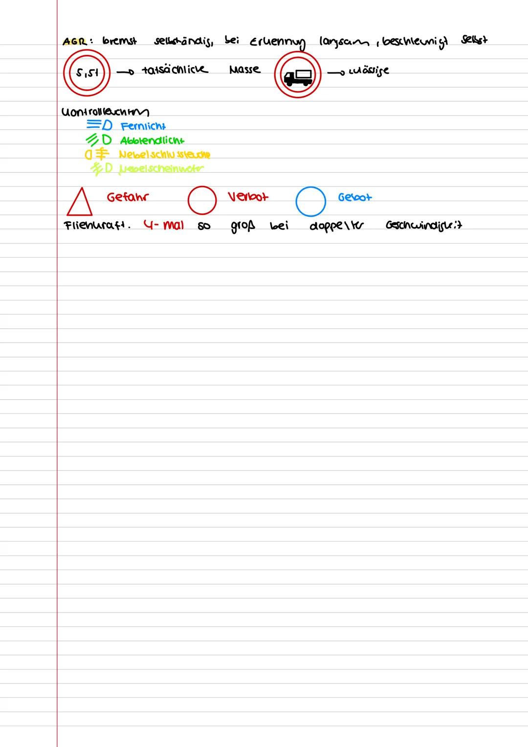 Fahrschue
Formeln:
Reaktionsweg: $\frac{umh}{10} * 3$
Bremsweg: $\frac{umh}{10} * \frac{umh}{10}$
Anhaltewey: Reautionsweg + Bremswes
Gefan