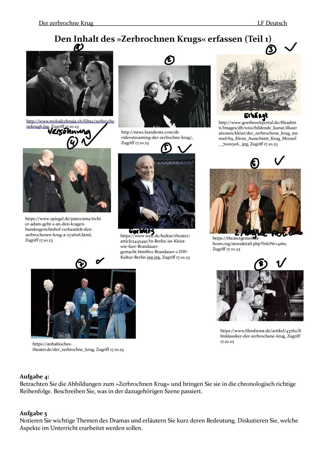 Der zerbrochne Krug
Heinrich von Kleist
Der zerbrochne Krug
Erster und zweiter Auftritt
Was erfahren wir über Adam? Beschreibt sein Auss