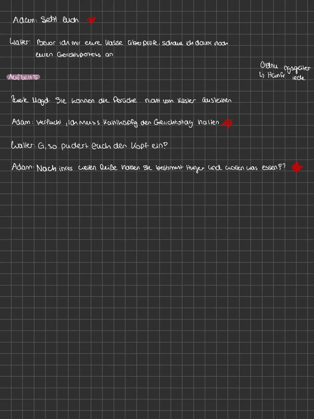 Der zerbrochne Krug
Heinrich von Kleist
Der zerbrochne Krug
Erster und zweiter Auftritt
Was erfahren wir über Adam? Beschreibt sein Auss