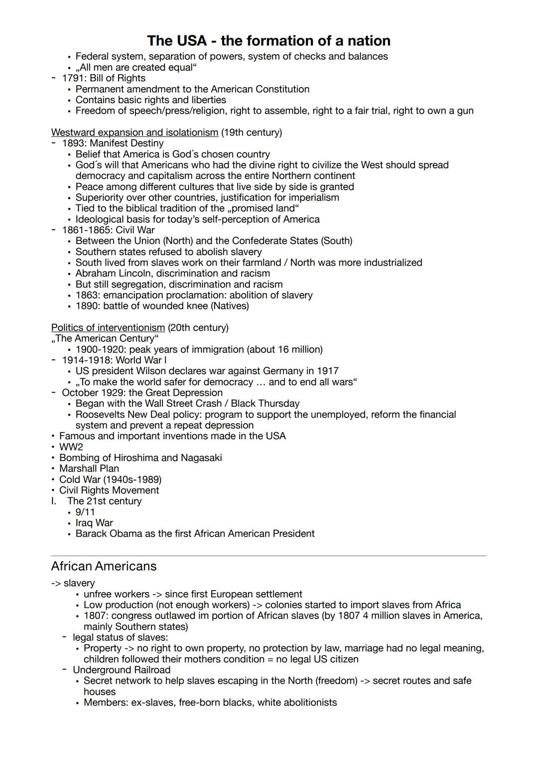 --- OCR Start ---
The USA - the formation of a nation
• Federal system, separation of powers, system of checks and balances
„All men are cre