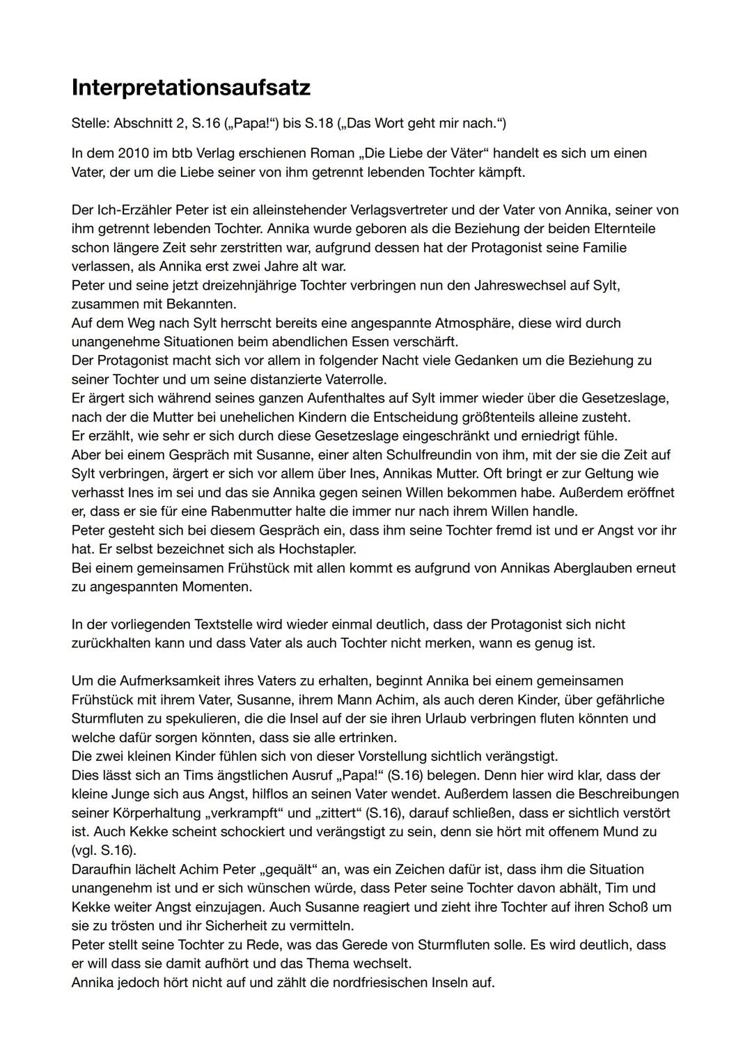 # Interpretationsaufsatz
Stelle: Abschnitt 2, S.16 (,,Papa!") bis S.18 (,,Das Wort geht mir nach.")
In dem 2010 im btb Verlag erschienen R