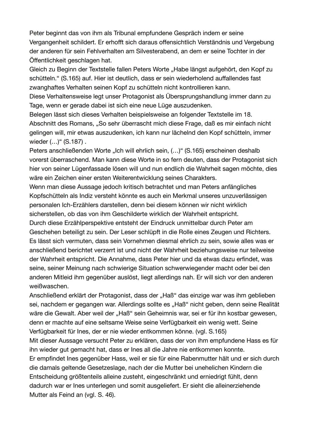 # Interpretationsaufsatz
Stelle: Abschnitt 17, S.165 (,,Ich habe plötzlich furchtbaren Durst.") bis S.166 (,,Ich habe
Angst vor der Angst v