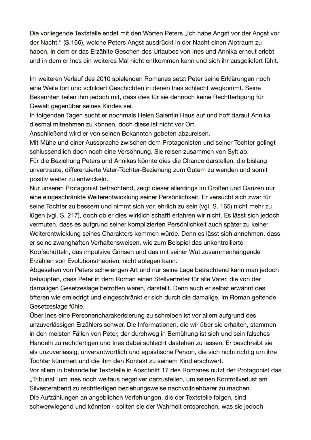 # Interpretationsaufsatz
Stelle: Abschnitt 17, S.165 (,,Ich habe plötzlich furchtbaren Durst.") bis S.166 (,,Ich habe
Angst vor der Angst v