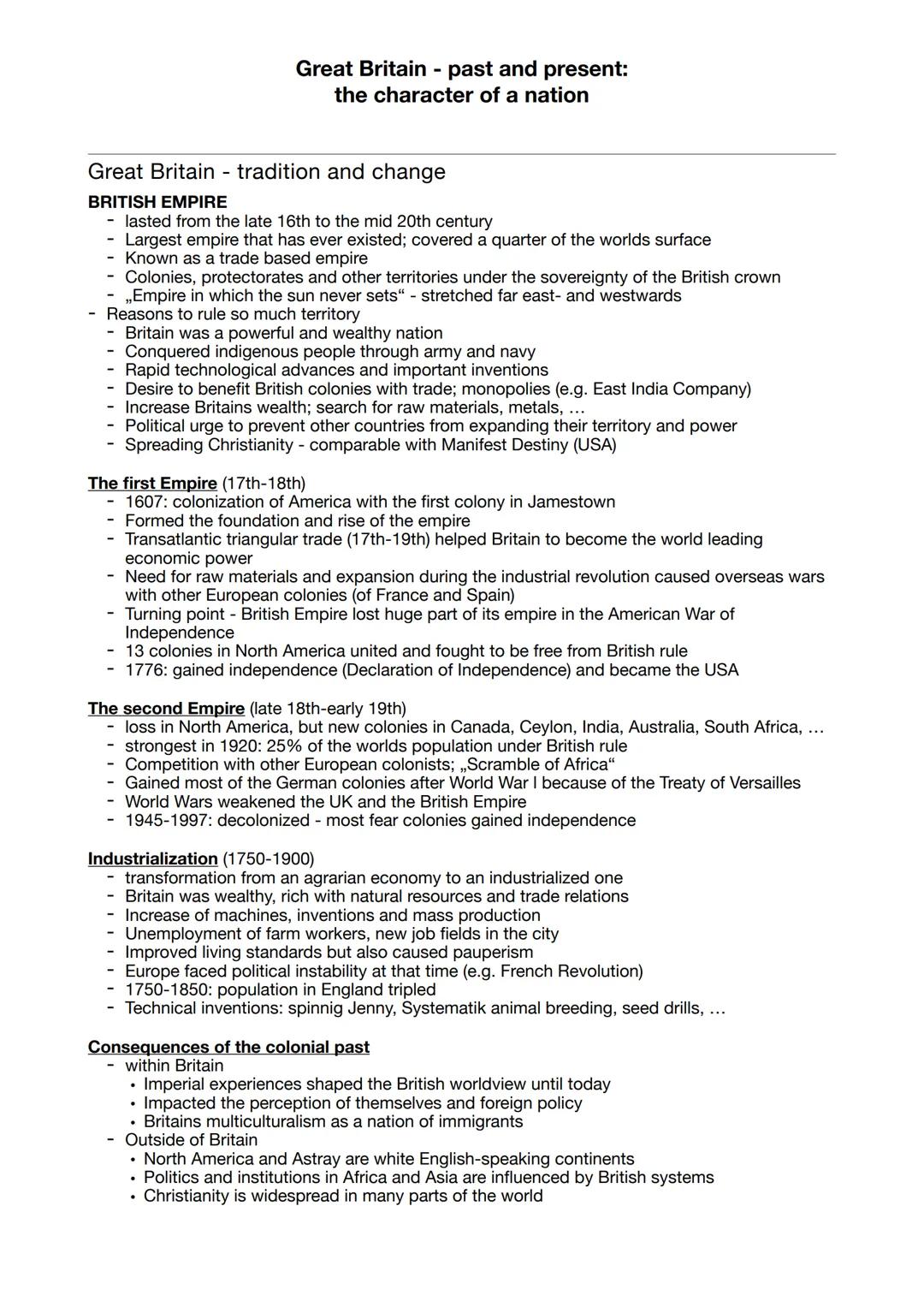 # Great Britain - past and present:
the character of a nation
Great Britain - tradition and change
BRITISH EMPIRE
- lasted from the late 1