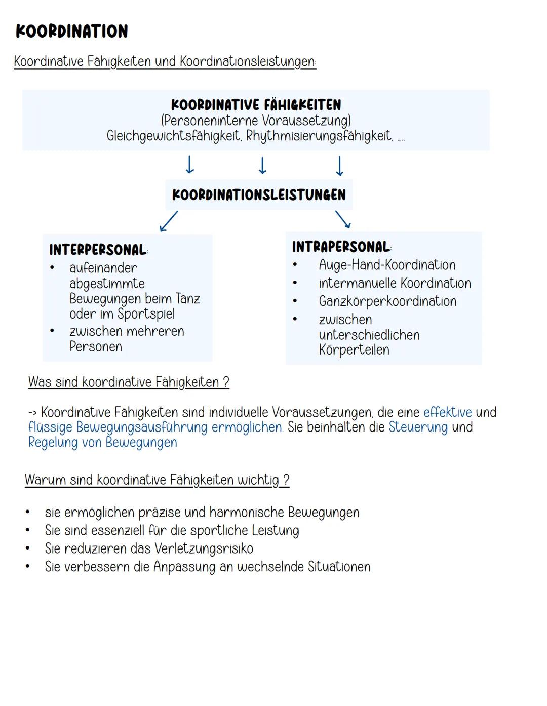 KOORDINATION # KOORDINATION
Koordinative Fähigkeiten und Koordinationsleistungen:
KOORDINATIVE FÄHIGKEITEN
(Personeninterne Voraussetzung)