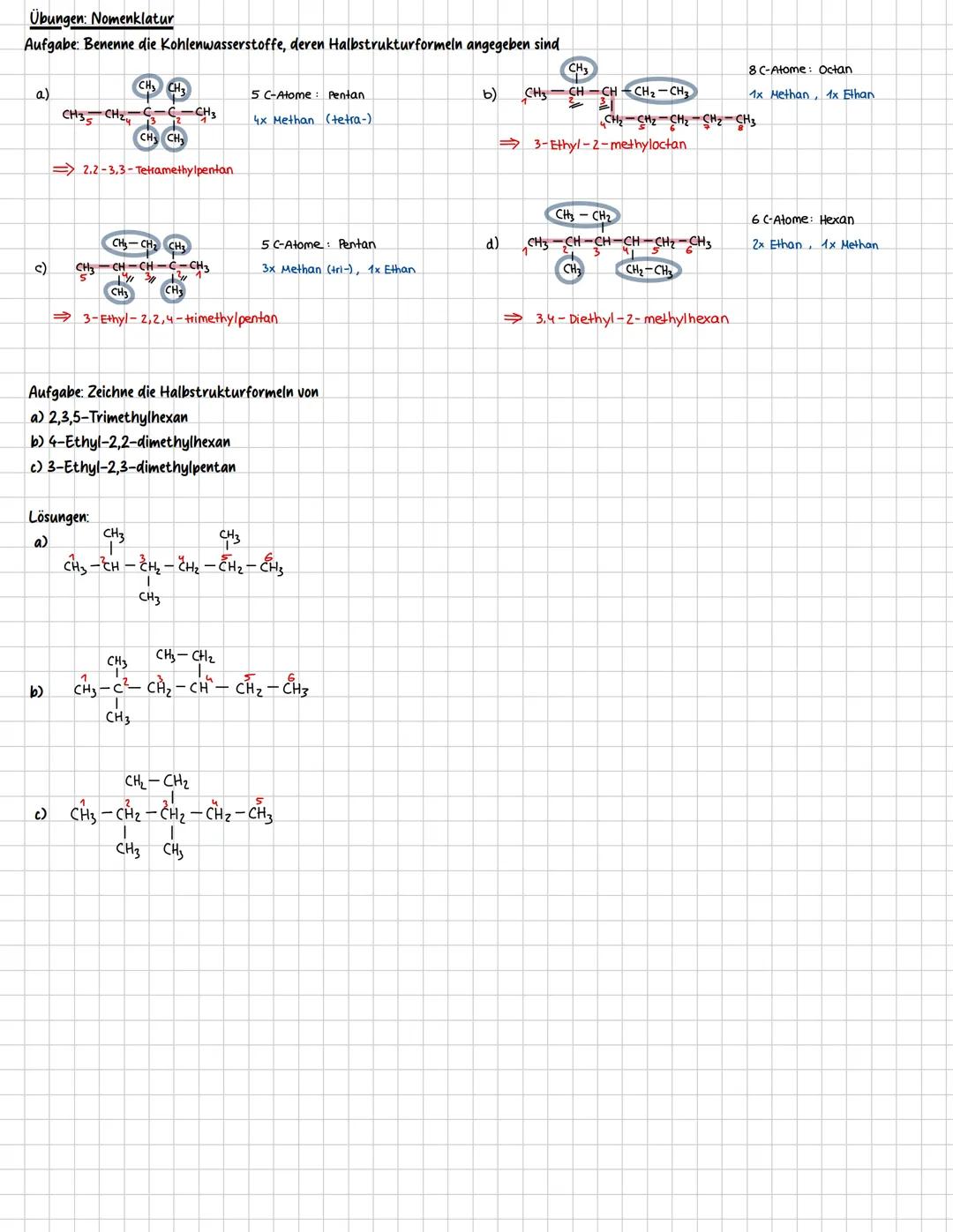 Chemie: Alkane
**Themen**
- Homologe Reihe der Alkane
- Allgemeine Summenformeln
- Isomerie
- Eigenschaften Alkane
- Nomenklatur (zeichnen