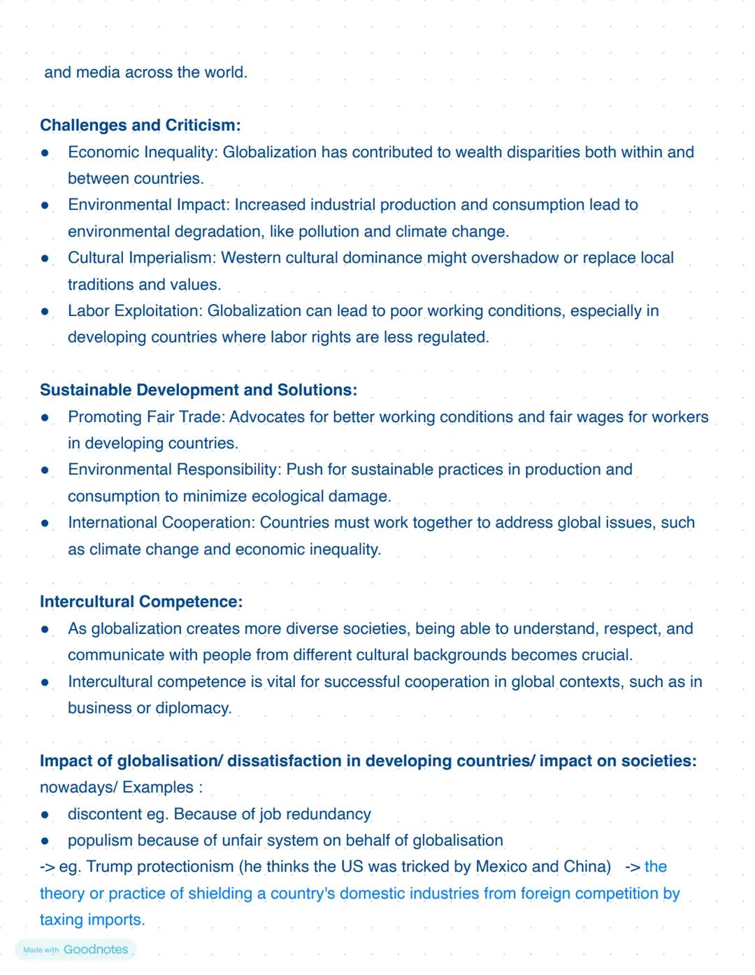 # Past to present - UK and America:
Made with Goodnotes # Globalisation
Notes from class:
Definition:
the process by which businesses or ot