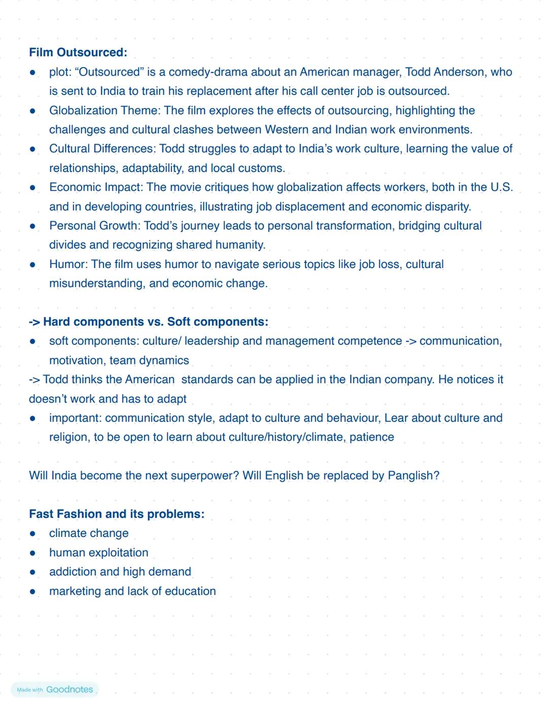 # Past to present - UK and America:
Made with Goodnotes # Globalisation
Notes from class:
Definition:
the process by which businesses or ot