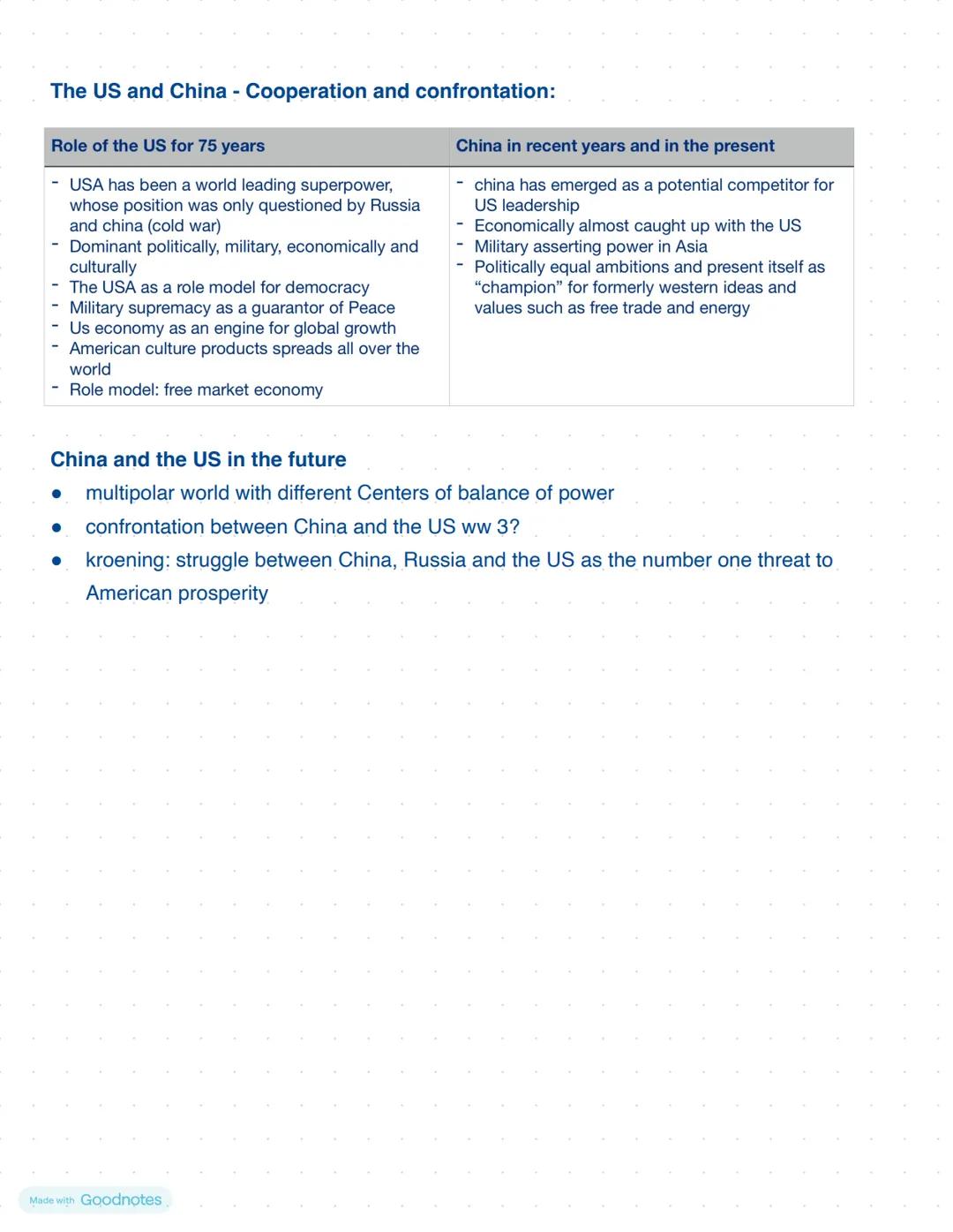 # Past to present - UK and America:
Made with Goodnotes # Globalisation
Notes from class:
Definition:
the process by which businesses or ot