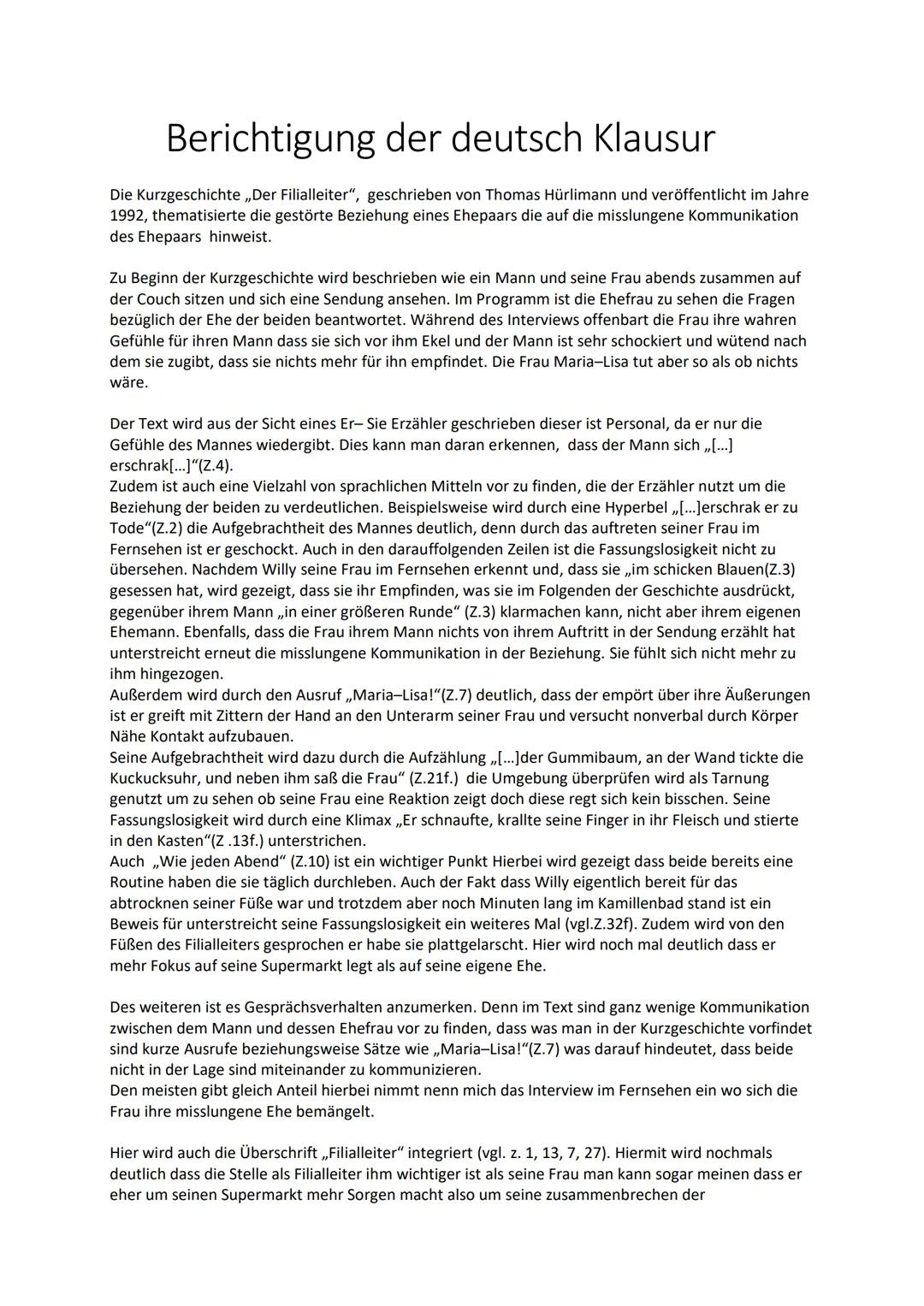 Sachen zusammenfassend kann man festhalten dass es sich hier wirklich nur eine Kommunikation
zischen einem Ehepaar handelt der Mann weiß nic