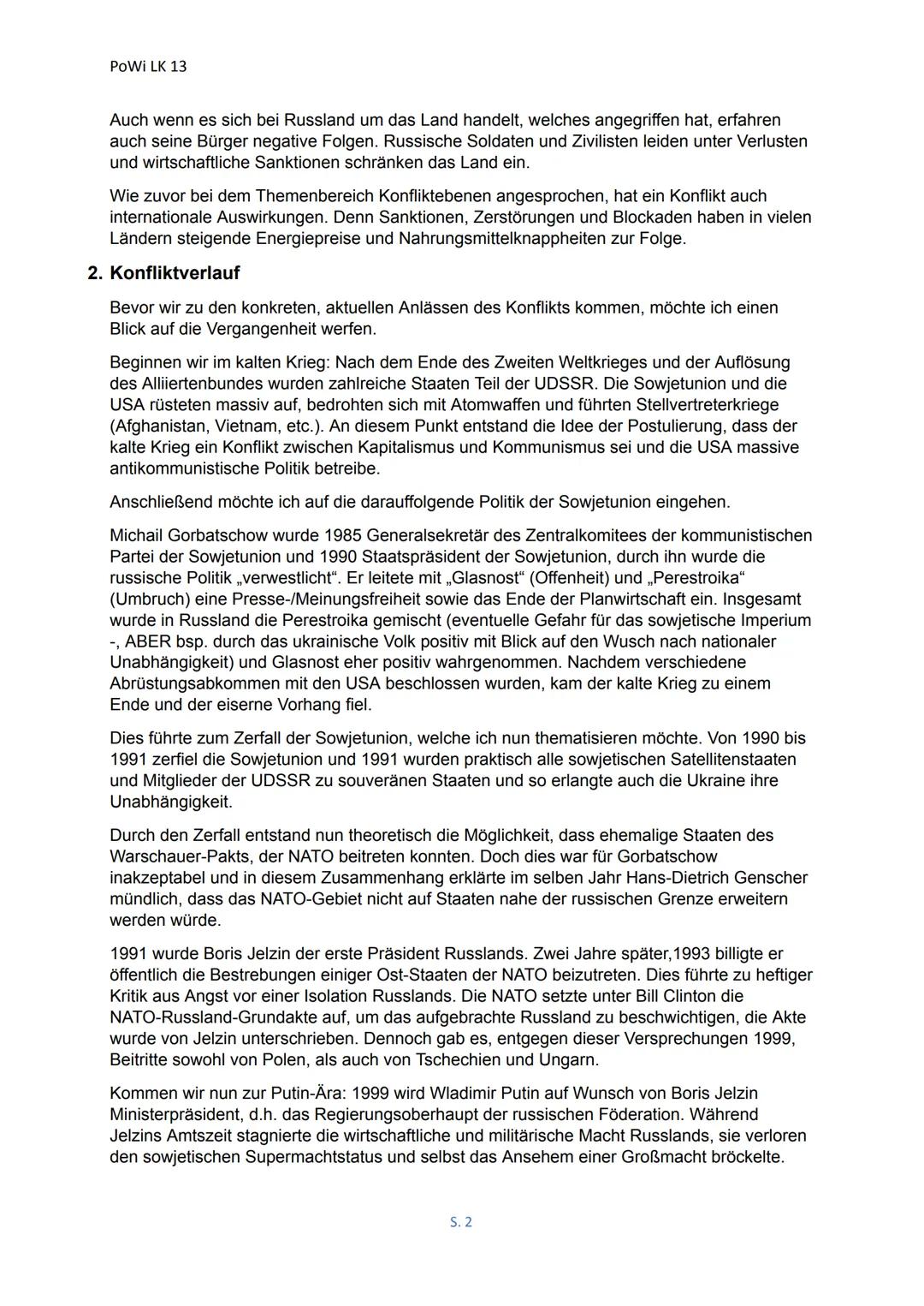 PoWi LK 13
# Russland-Ukraine-Angriffskrieg
(Internationale Konflikte strukturiert analysieren)
1. Konfliktinhalt
Im Folgenden werden wir