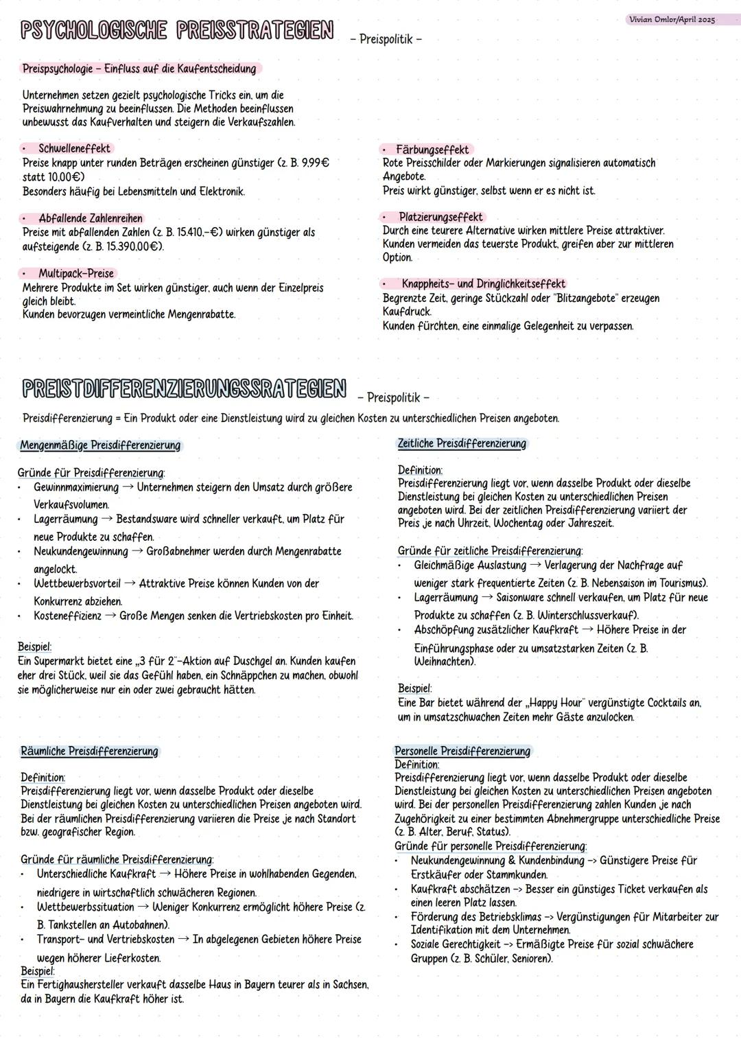 --- OCR Start ---
Vivian Omlor/April 2025
PREISPOLITK
Preis
Kosten
(Produktion,
Vertrieb, etc.)
Nachfrage &
Kaufbereitschaft
(Kunden)
Wettbe