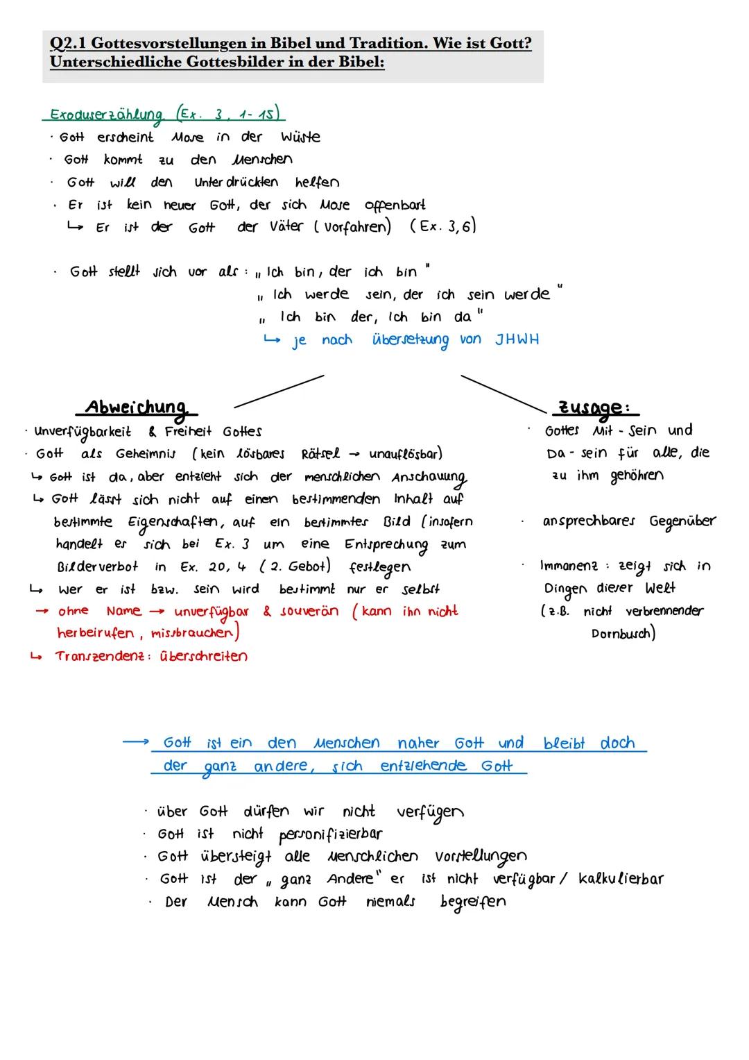 # Q2.1 Gottesvorstellungen in Bibel und Tradition. Wie ist Gott?
Unterschiedliche Gottesbilder in der Bibel:
Exoduserzählung.
(Ex. 3, 1-15)