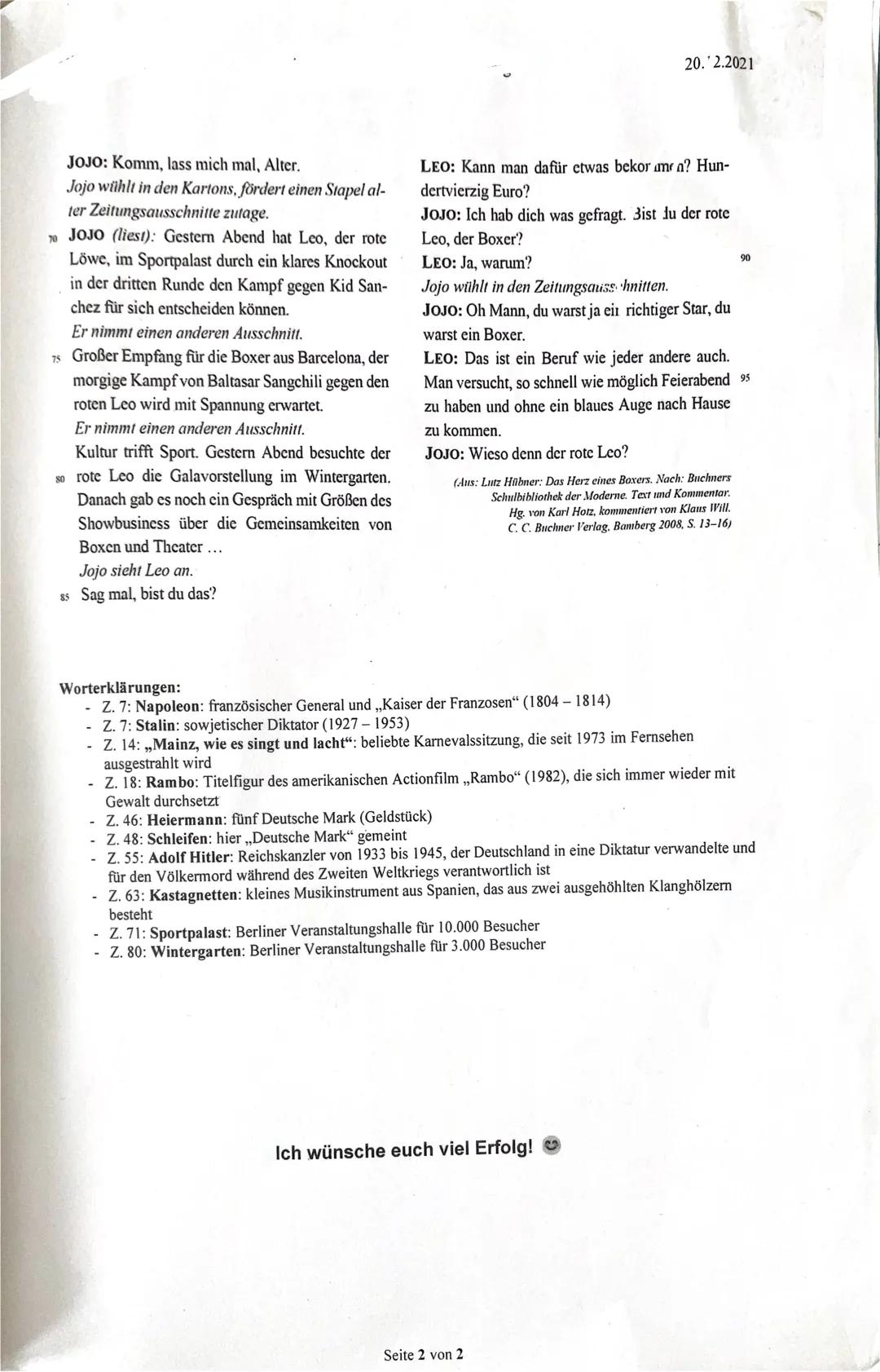 8
/Deutsch
Gymnasium
20.12.2021
Name.
3. Klassenarbeit im Fach Deutsch
Eine Dramenszene analysieren und interpretieren
Aufgabenstellung:
A